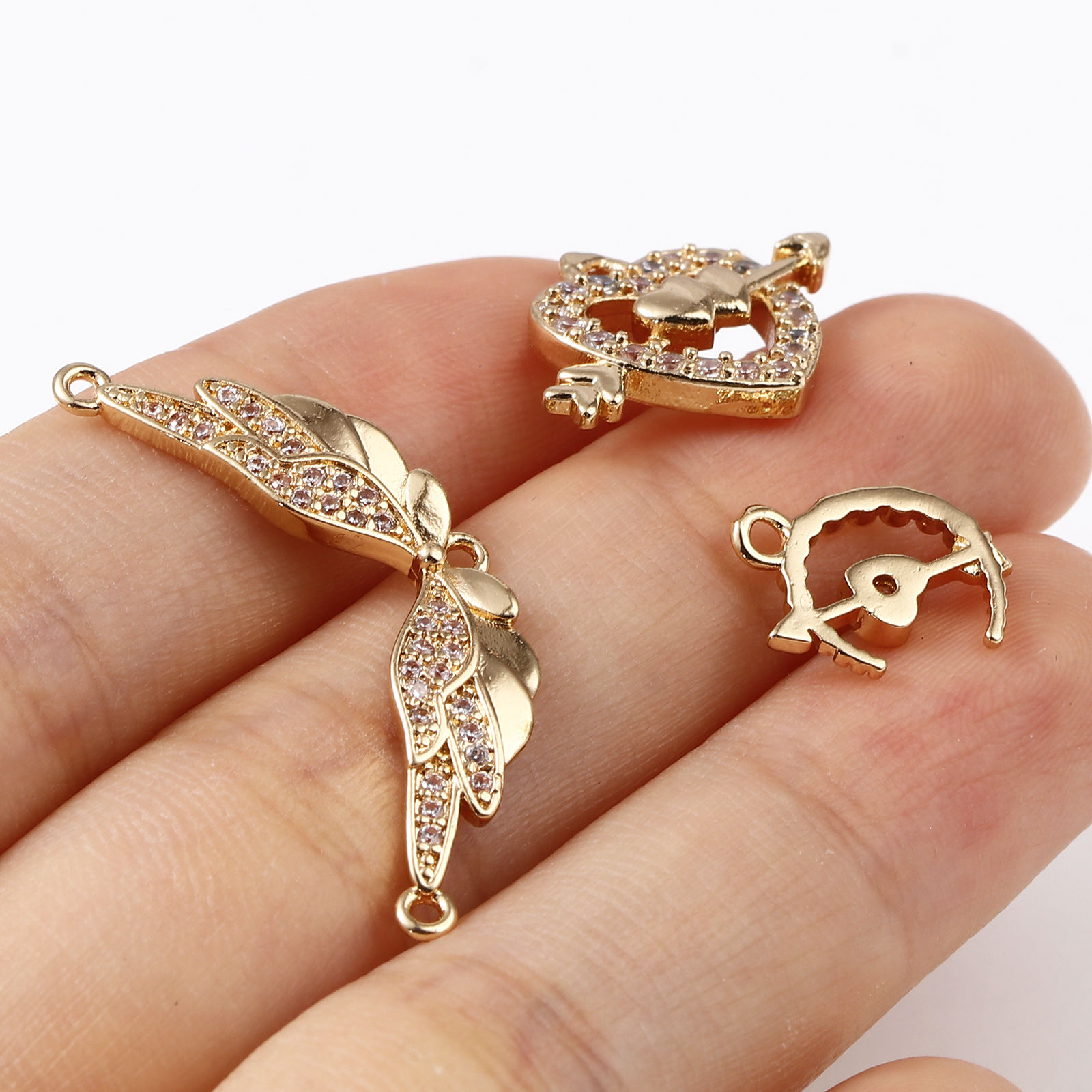 Picture of Brass Valentine's Day Charms Wholesale Real Gold Plated Heart