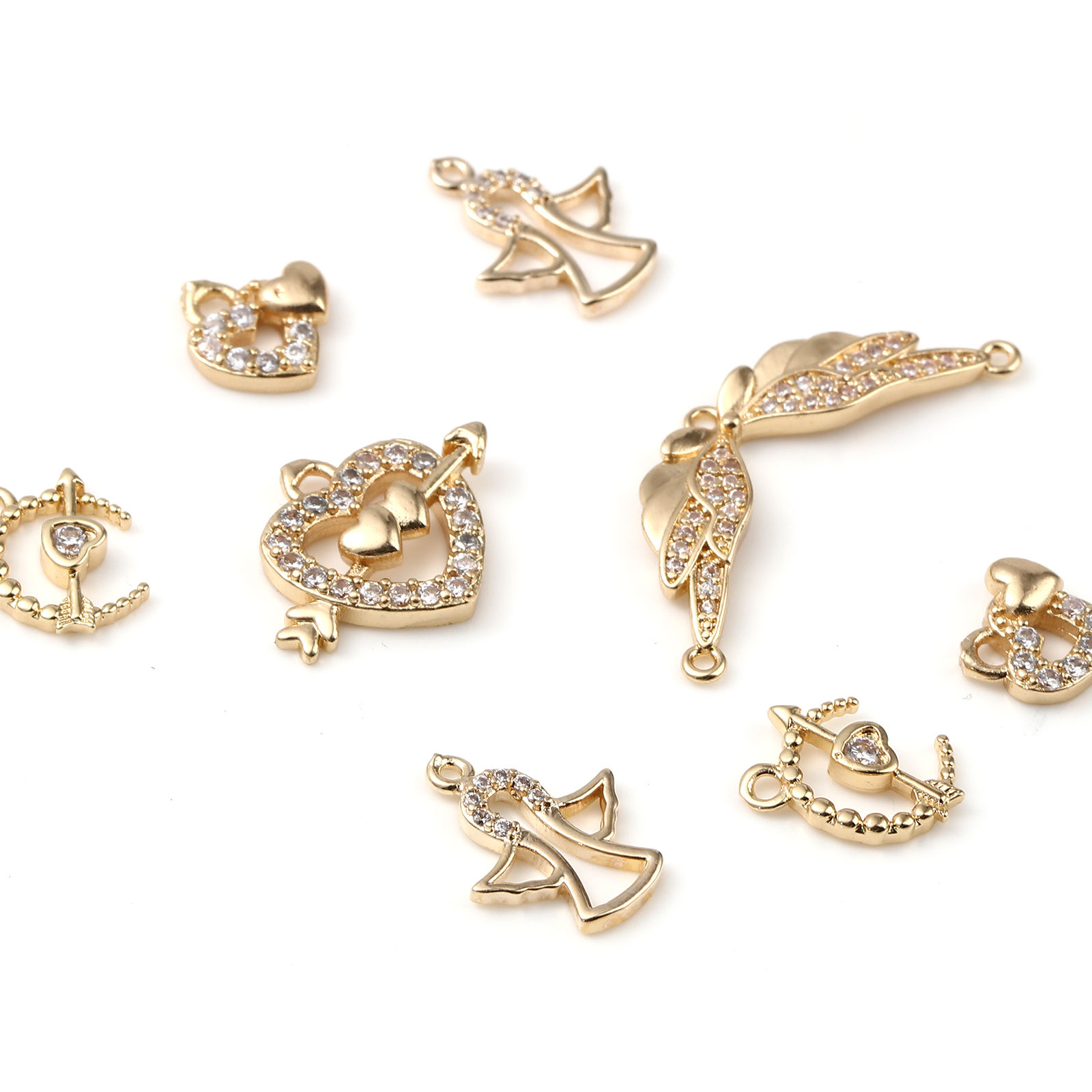 Picture of Brass Valentine's Day Charms Wholesale Real Gold Plated Heart