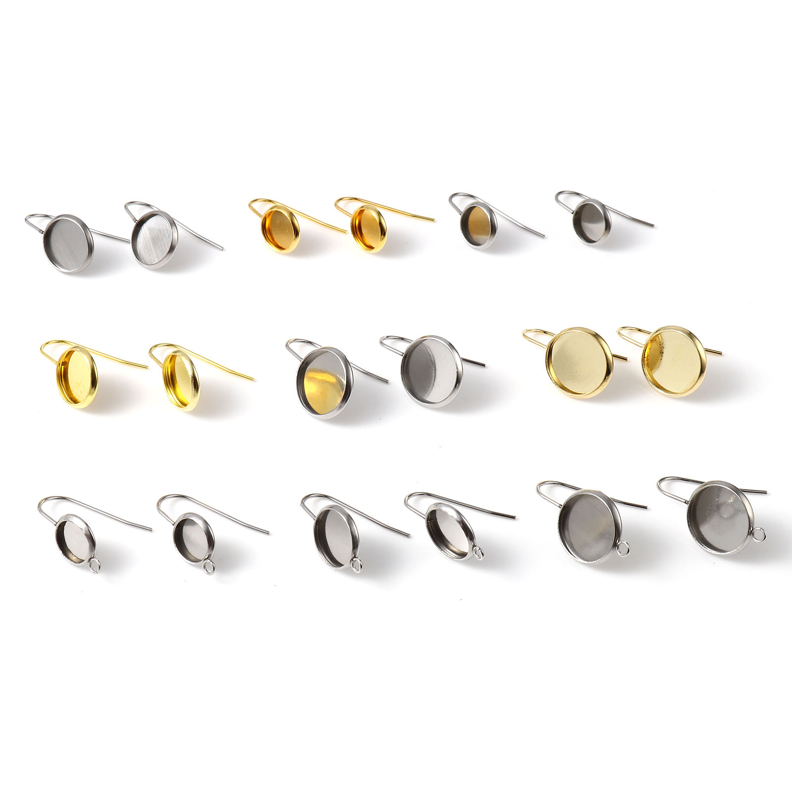 Imagen de Acero Inoxidable Pendientes Ronda Multicolor W/ Lazo 6 Unidades