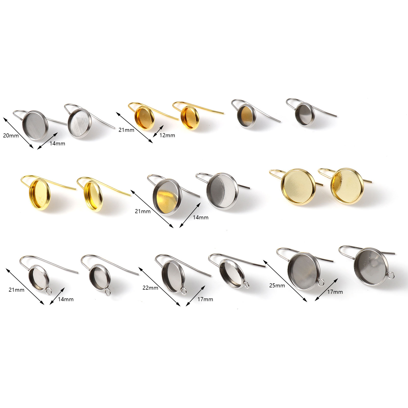 Imagen de Acero Inoxidable Pendientes Ronda Multicolor W/ Lazo 6 Unidades