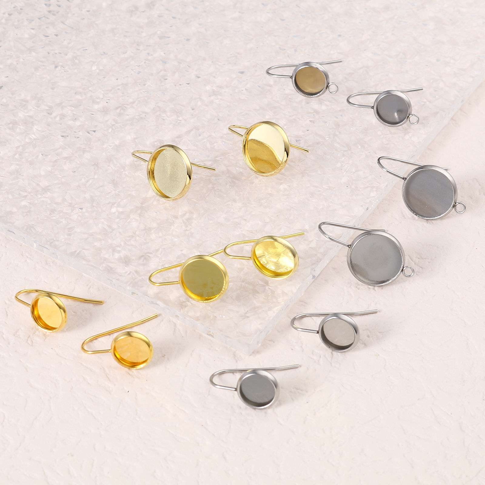 Imagen de Acero Inoxidable Pendientes Ronda Multicolor W/ Lazo 6 Unidades