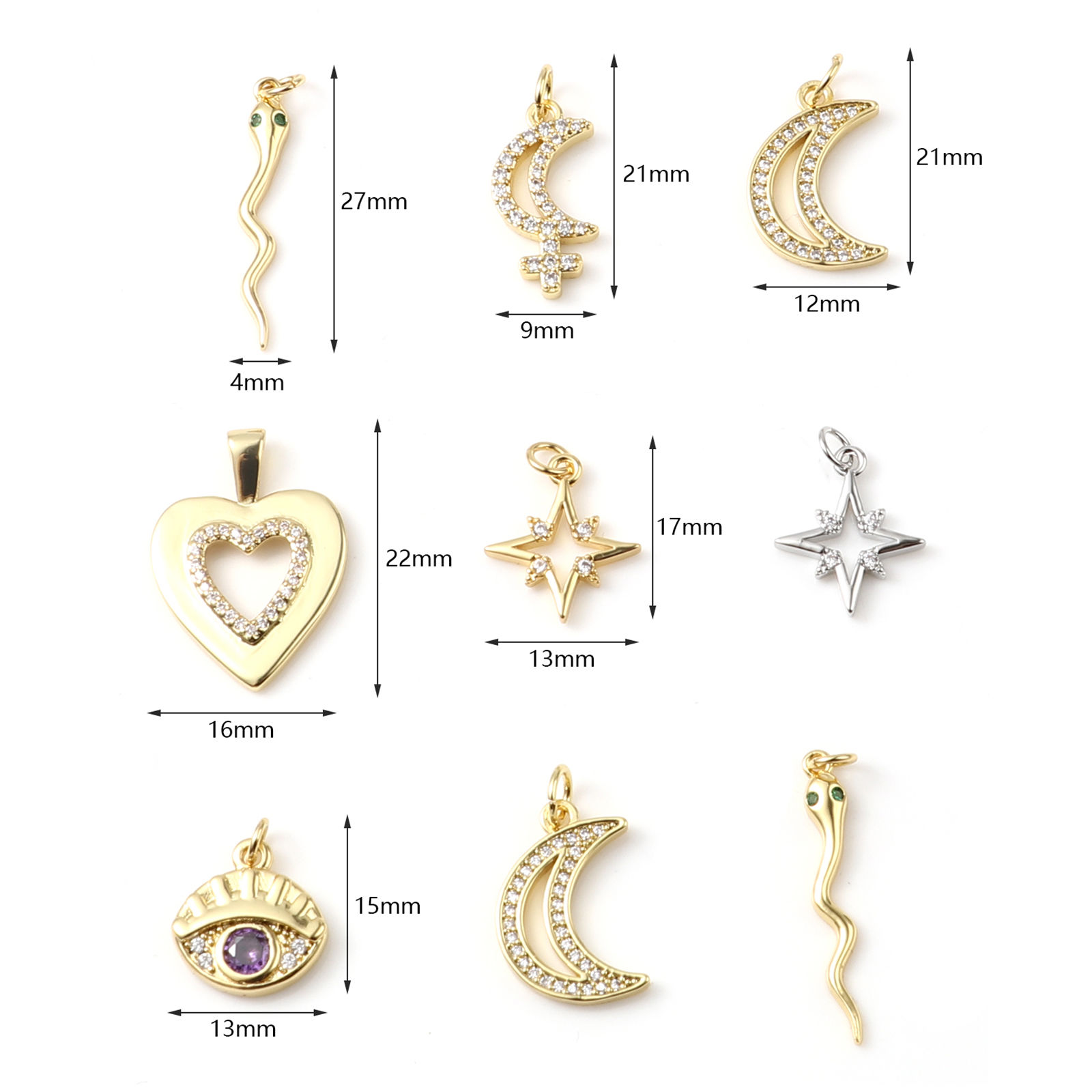 Image de Breloques Micro Pave en Laiton Multicolore 1 Pièce
