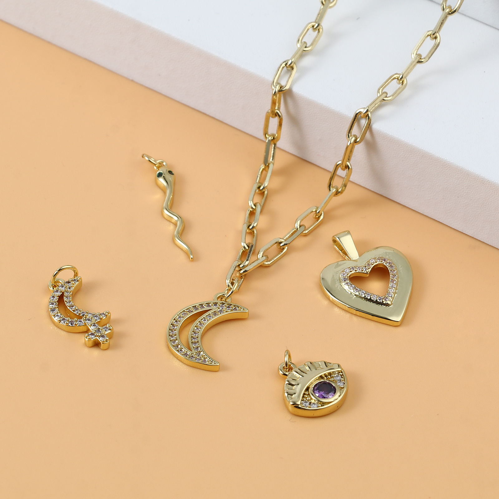Image de Breloques Micro Pave en Laiton Multicolore 1 Pièce