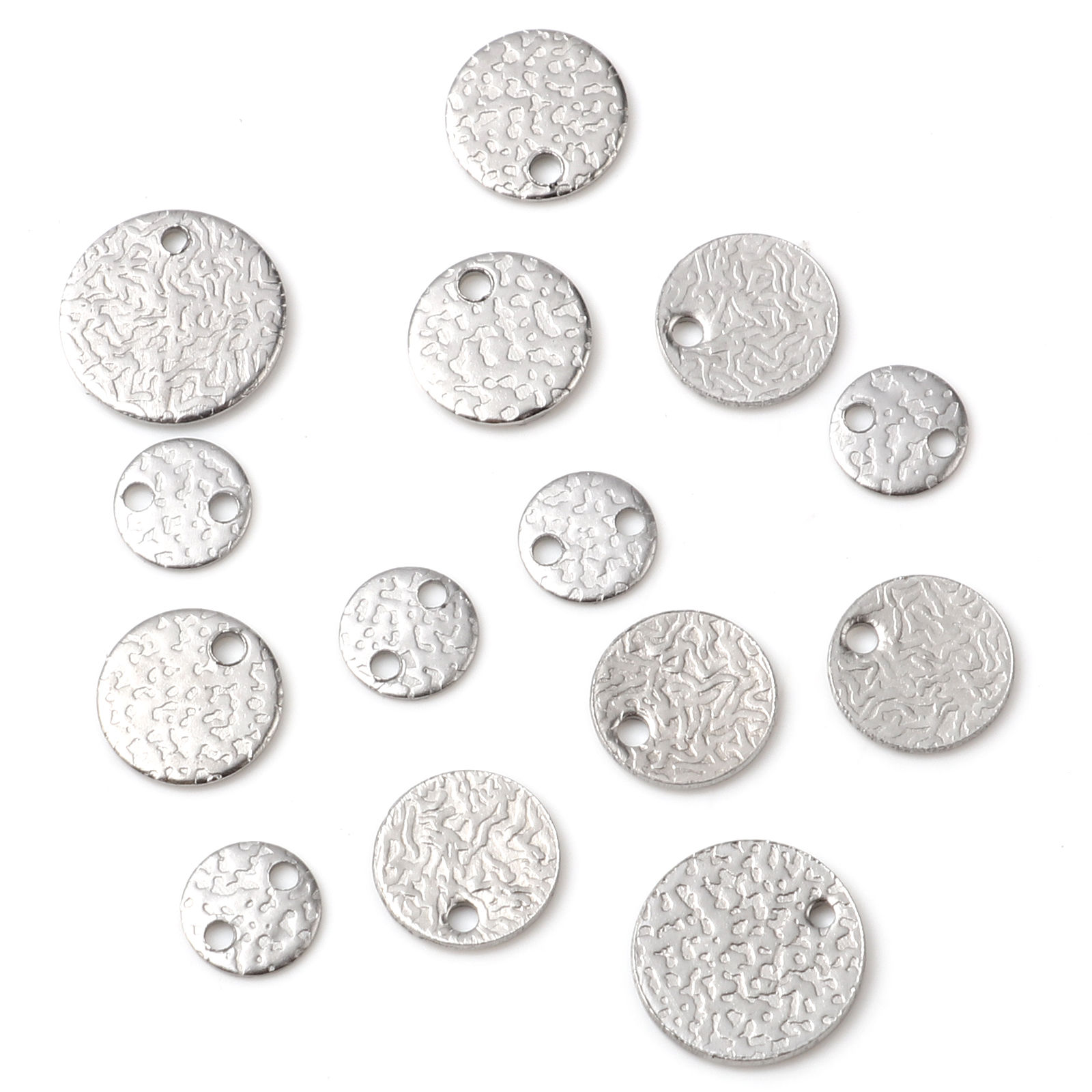Picture of Stainless Steel Charms Round Disc Silver Tone 20 PCs
