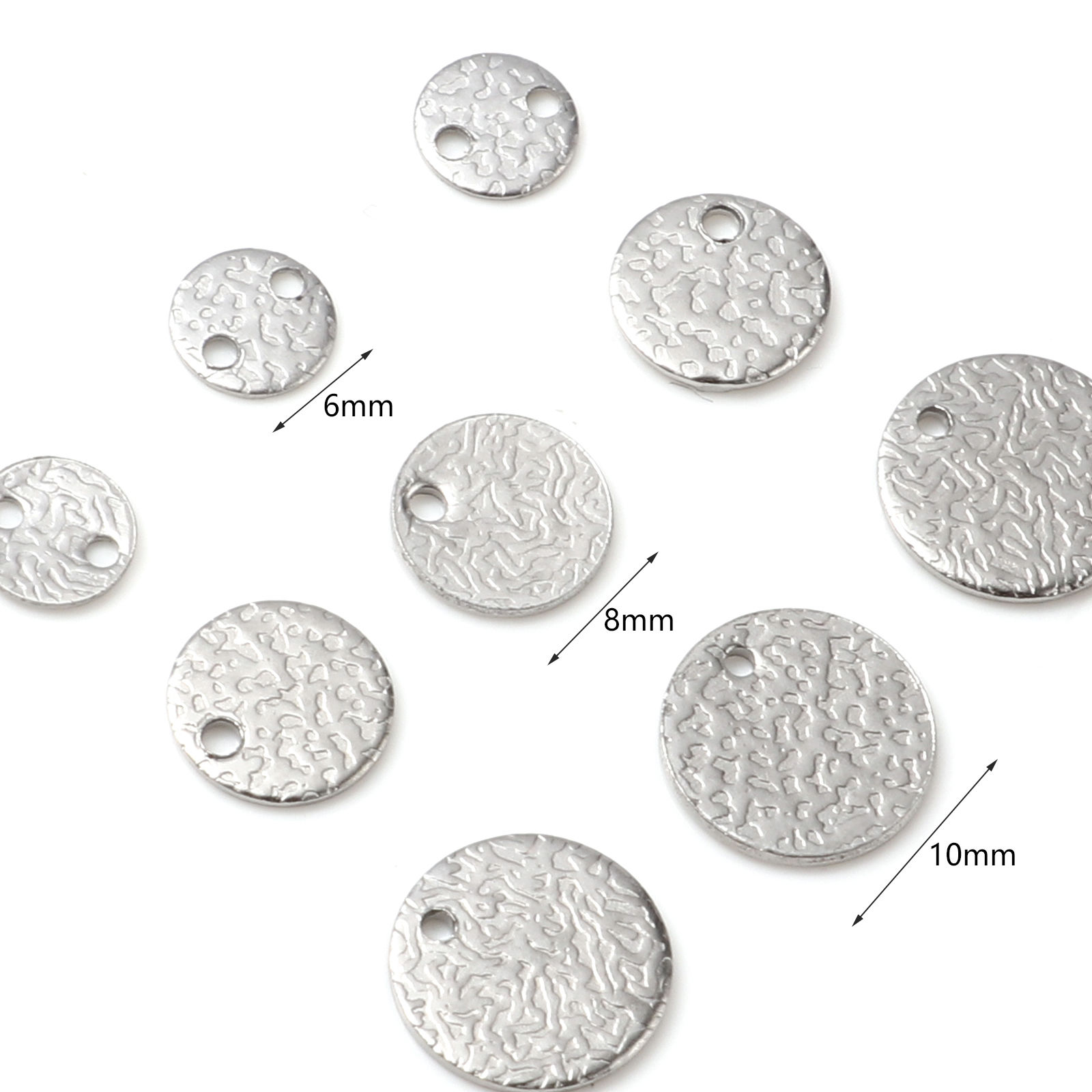 Picture of Stainless Steel Charms Round Disc Silver Tone 20 PCs