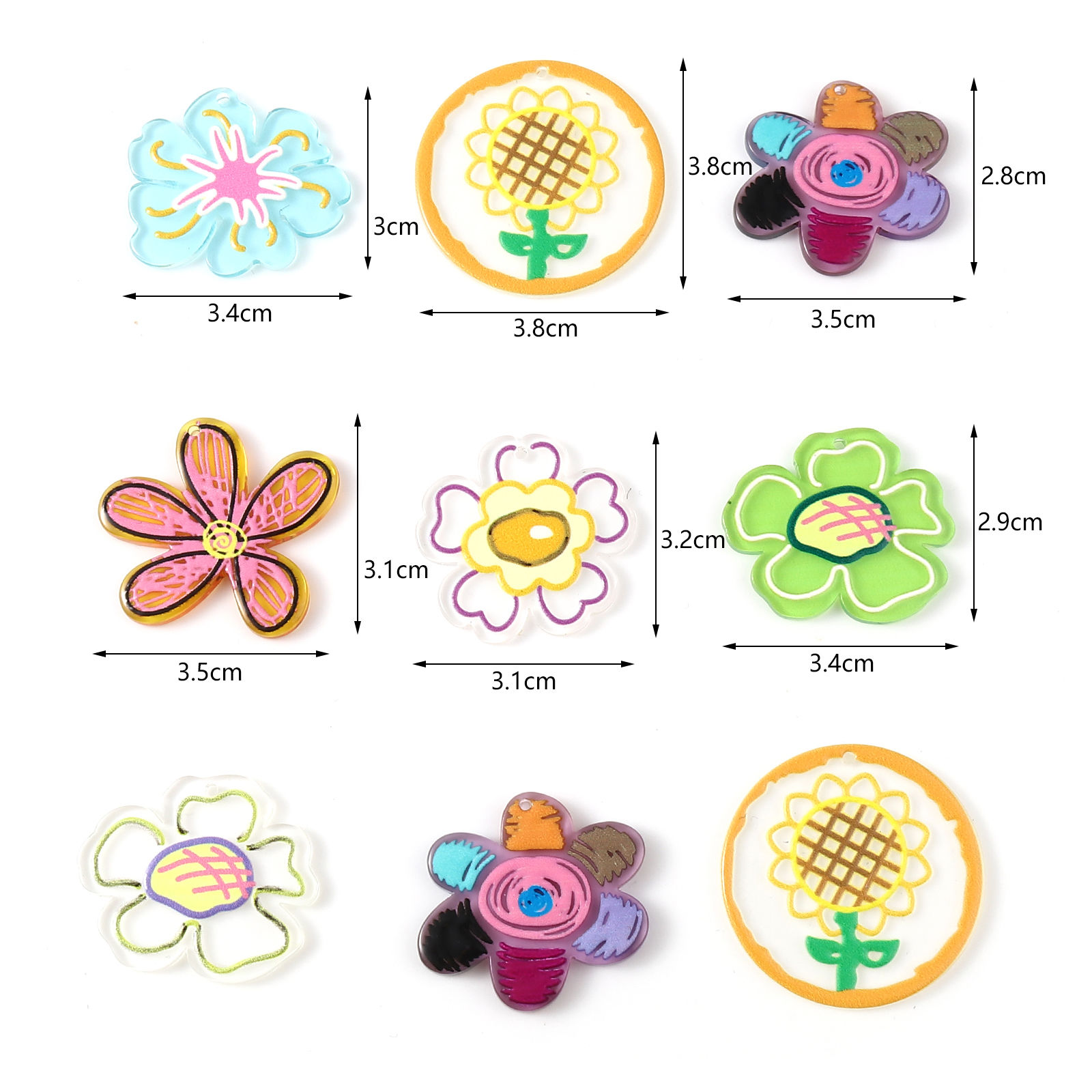 樹脂ペンダント 花葉 多色 10 個 の画像