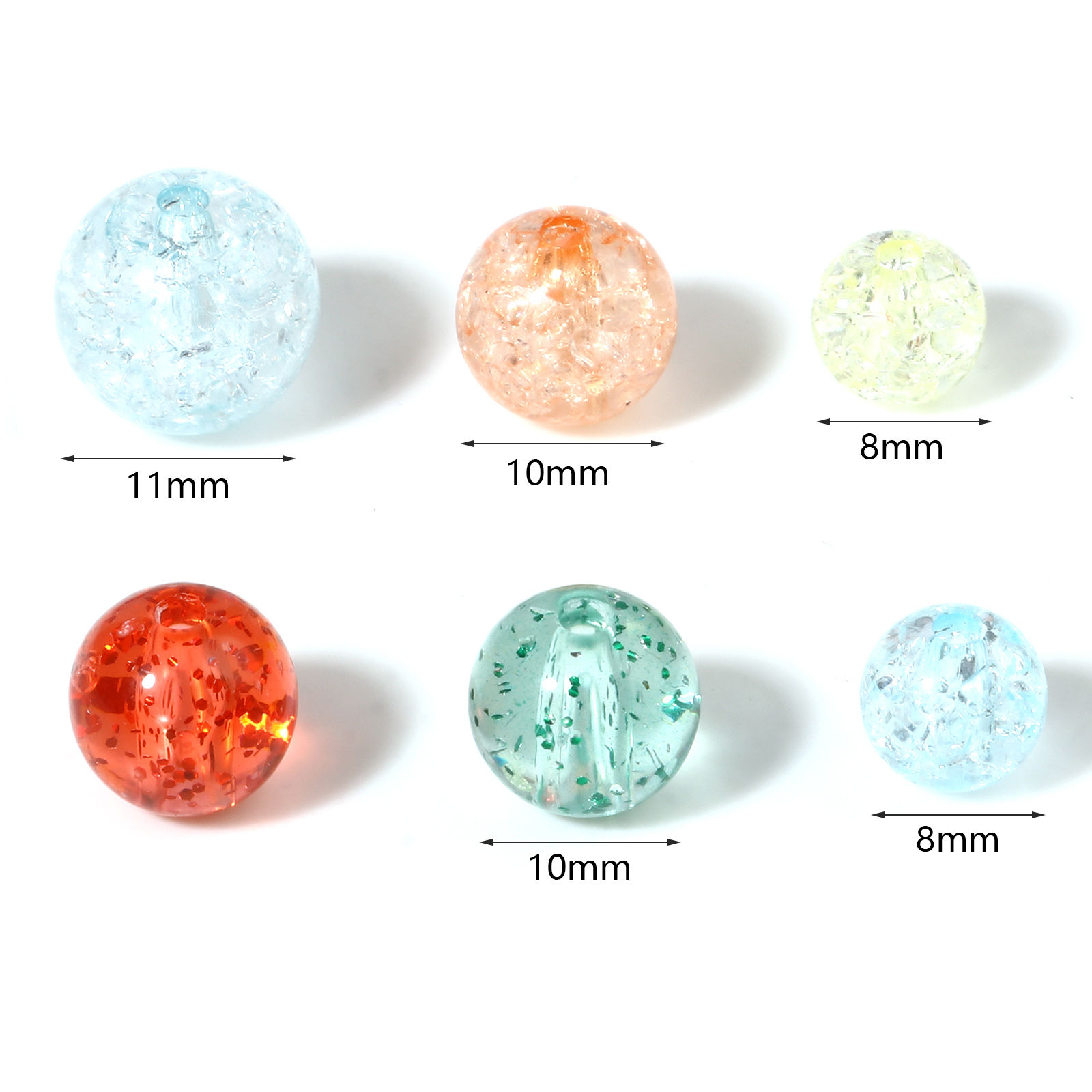 Image de Perles en Acrylique Rond Couleur au Hasard Motifs Fissurés 100 Pcs