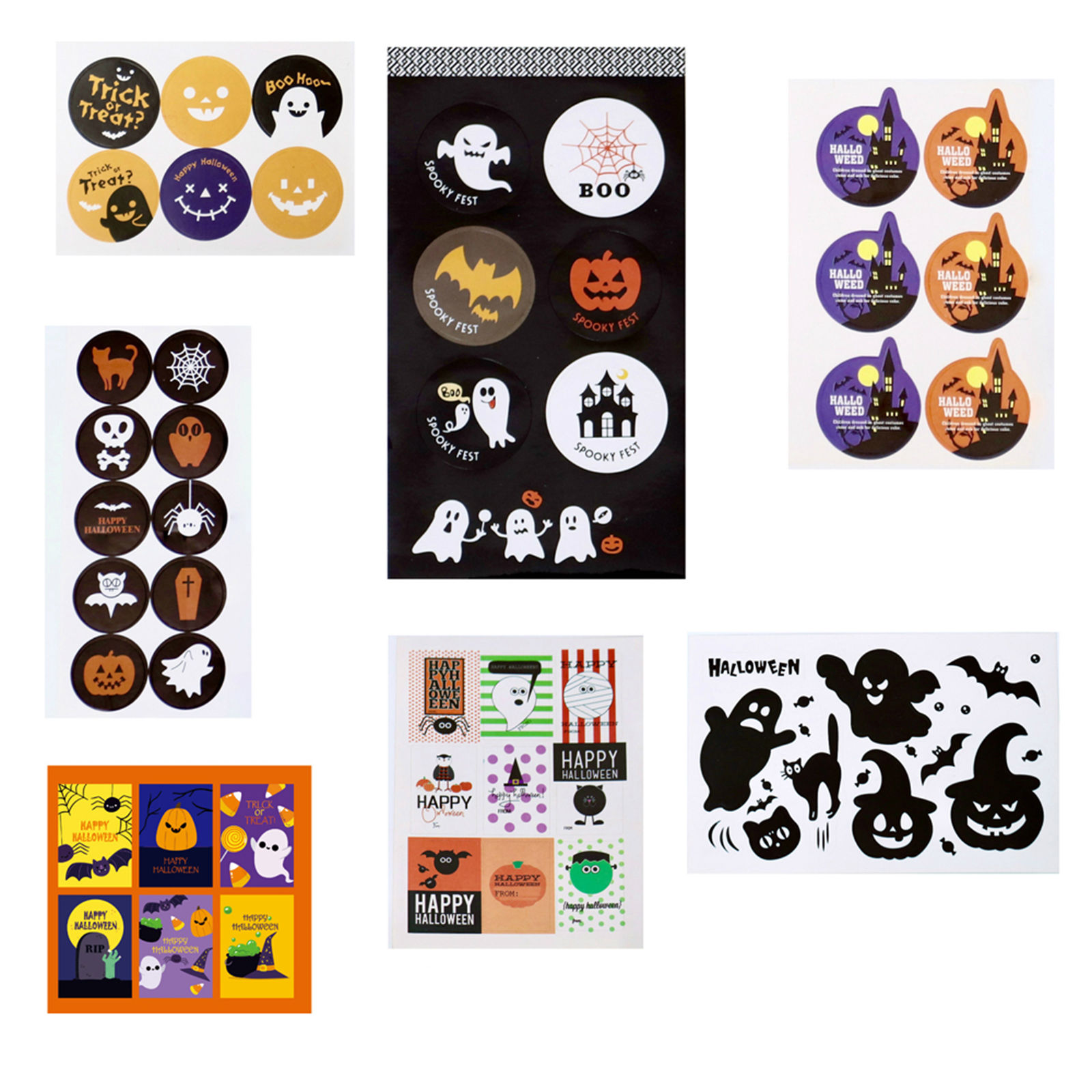 Bild von Papier Halloween Zugeklebte Etikette Bunt 2 Blätter
