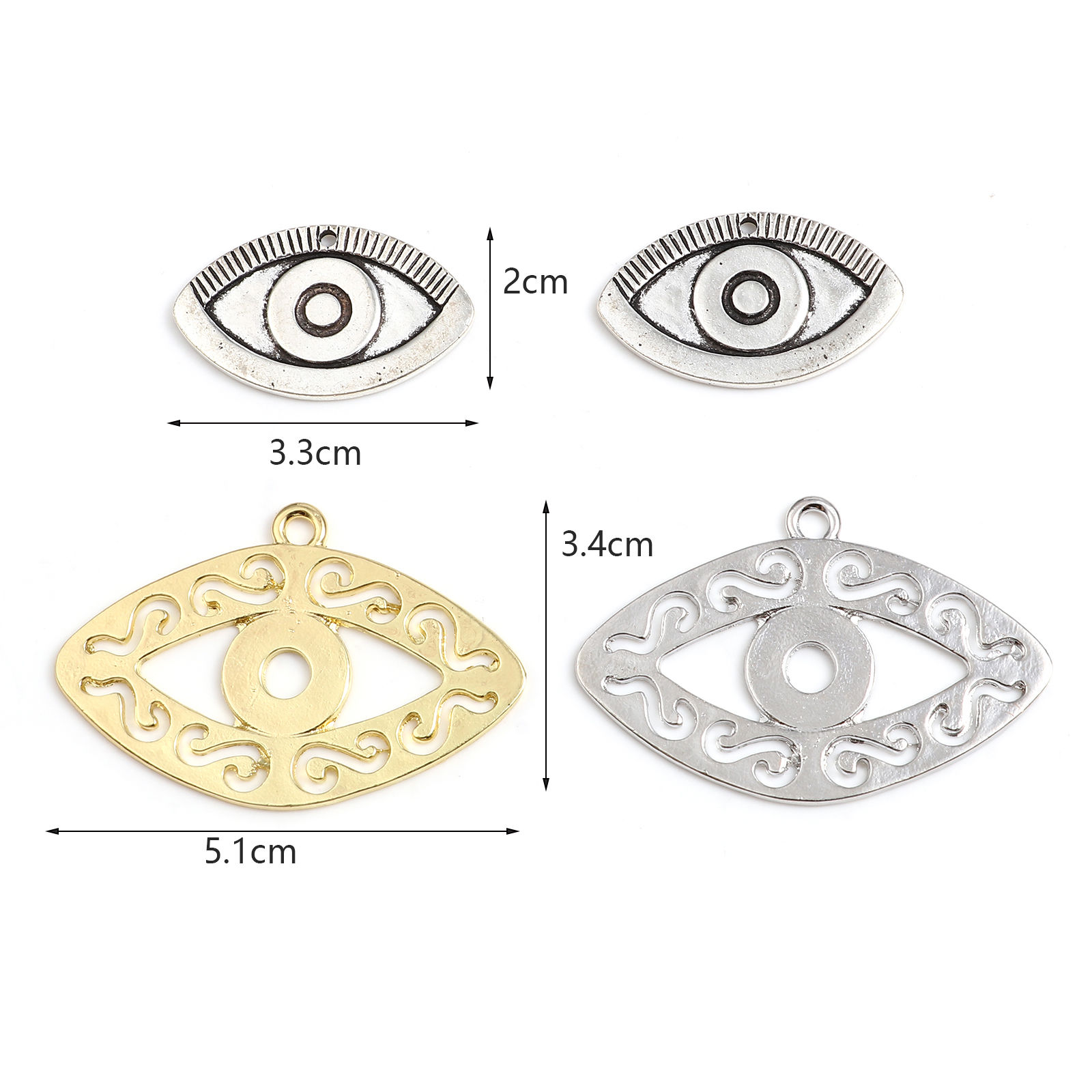 Picture of Zinc Based Alloy Religious Pendants Eye Multicolor Filigree 5 PCs
