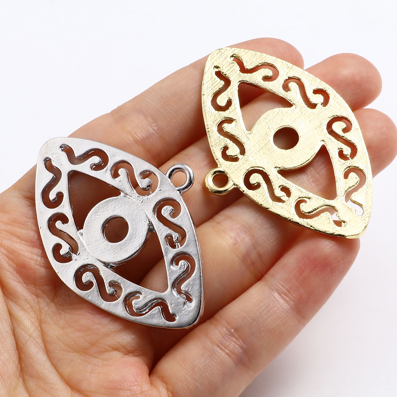Picture of Zinc Based Alloy Religious Pendants Eye Multicolor Filigree 5 PCs