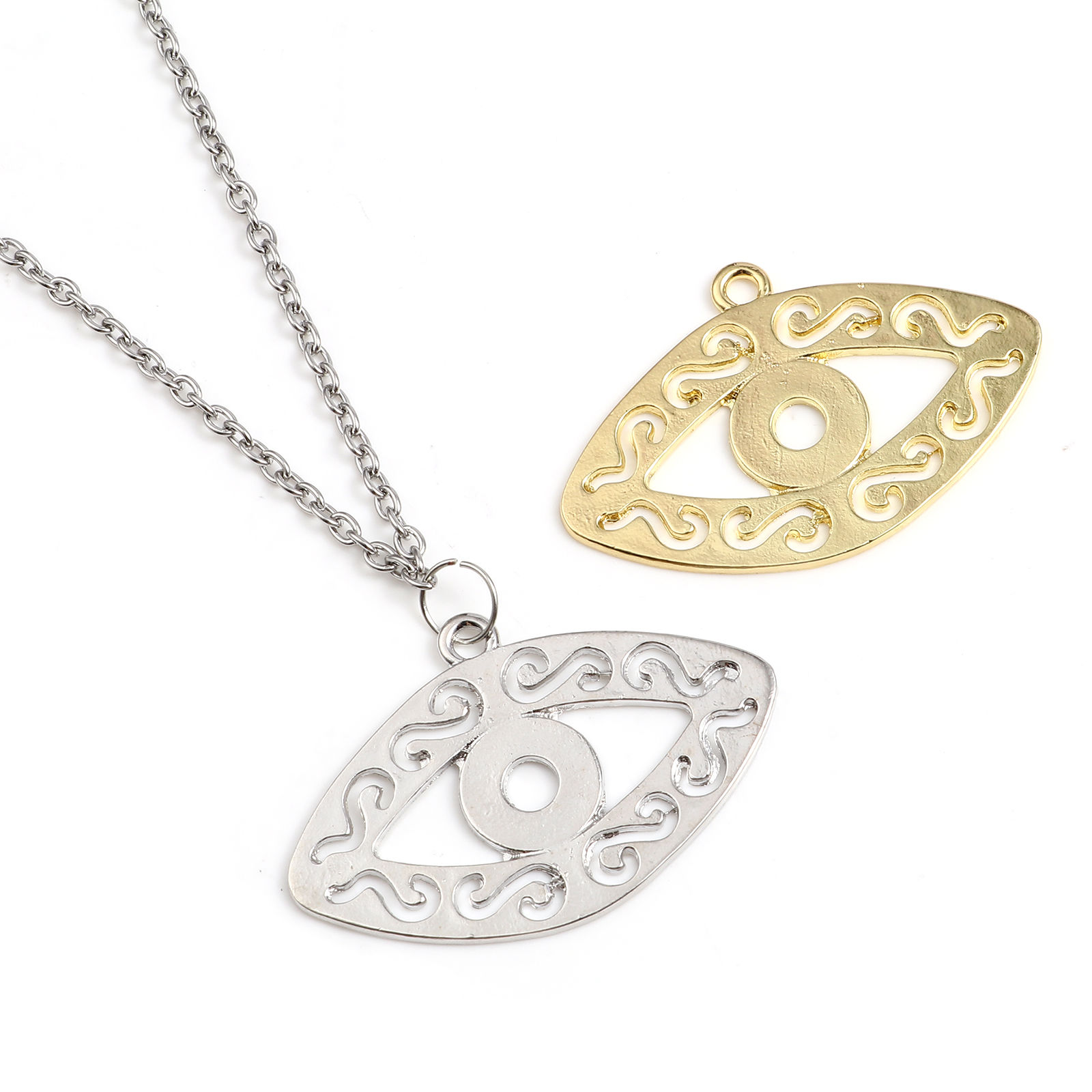 Picture of Zinc Based Alloy Religious Pendants Eye Multicolor Filigree 5 PCs