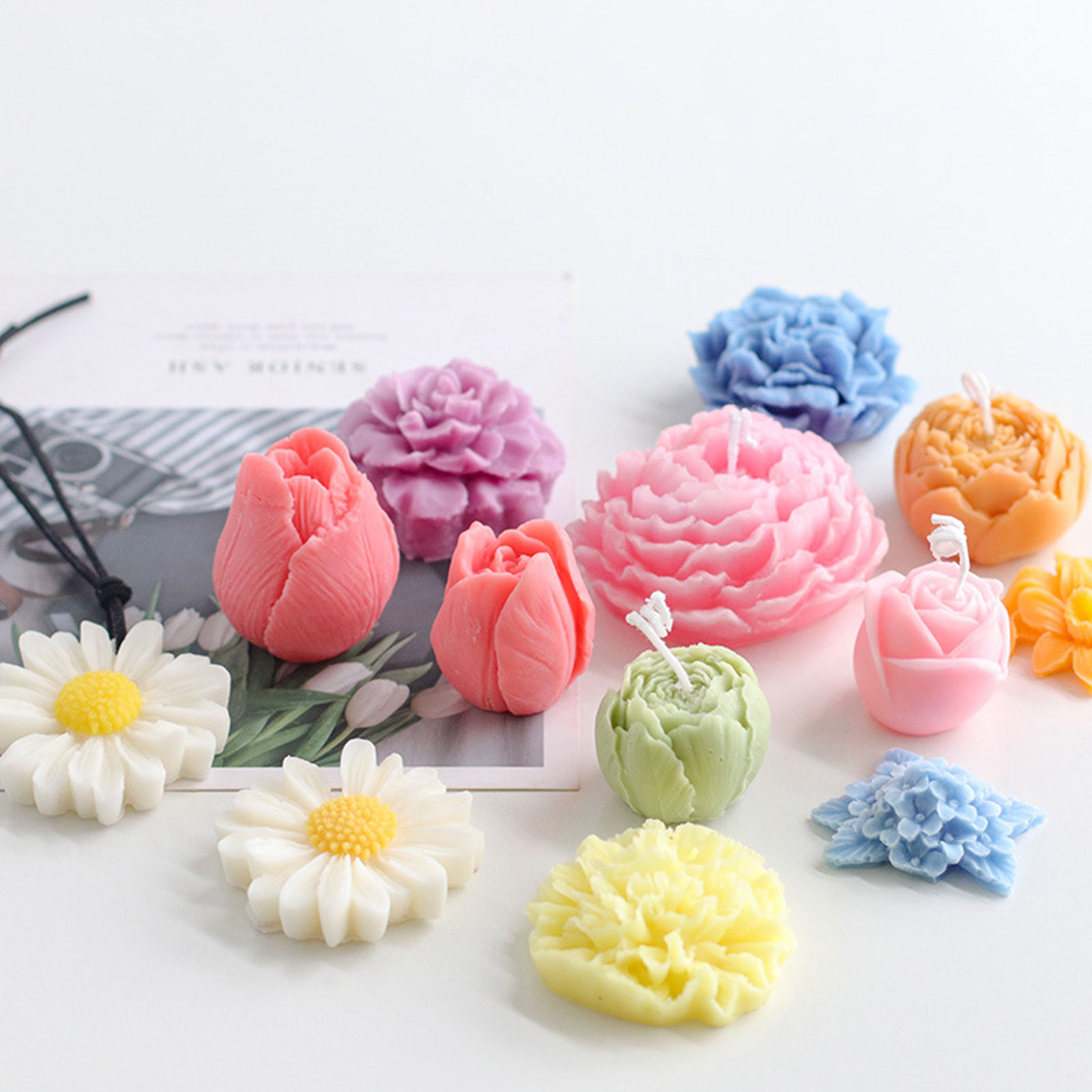 Picture of Silicone Resin Mold For Jewelry Making Flower Multicolor 1 Piece