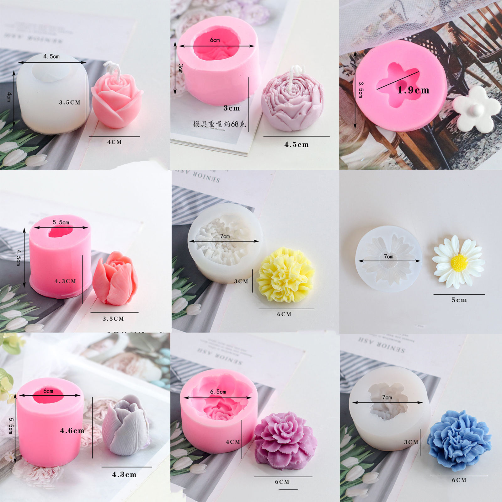 Picture of Silicone Resin Mold For Jewelry Making Flower Multicolor 1 Piece