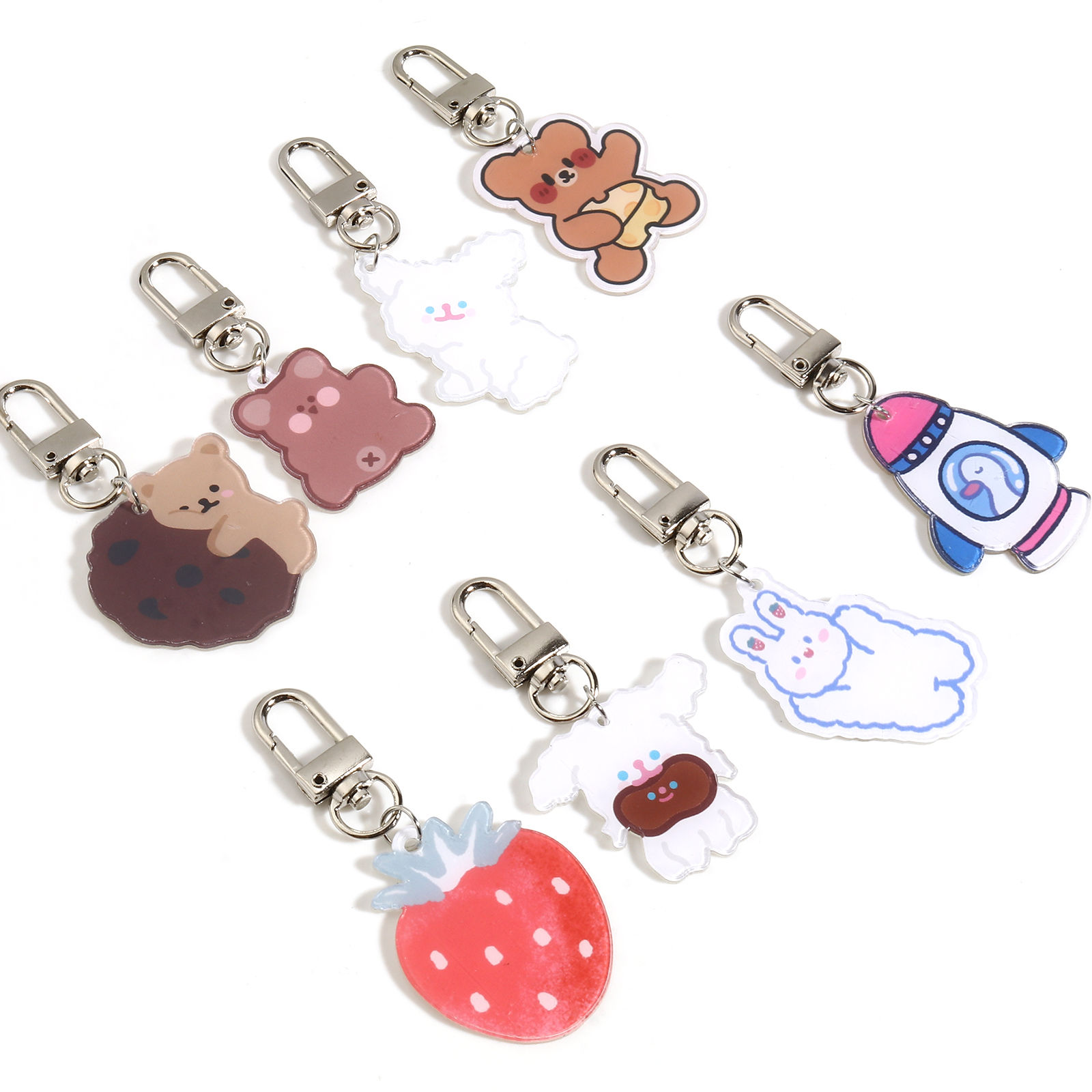 Picture of Zinc Based Alloy & Acrylic Keychain & Keyring Multicolor 1 Piece