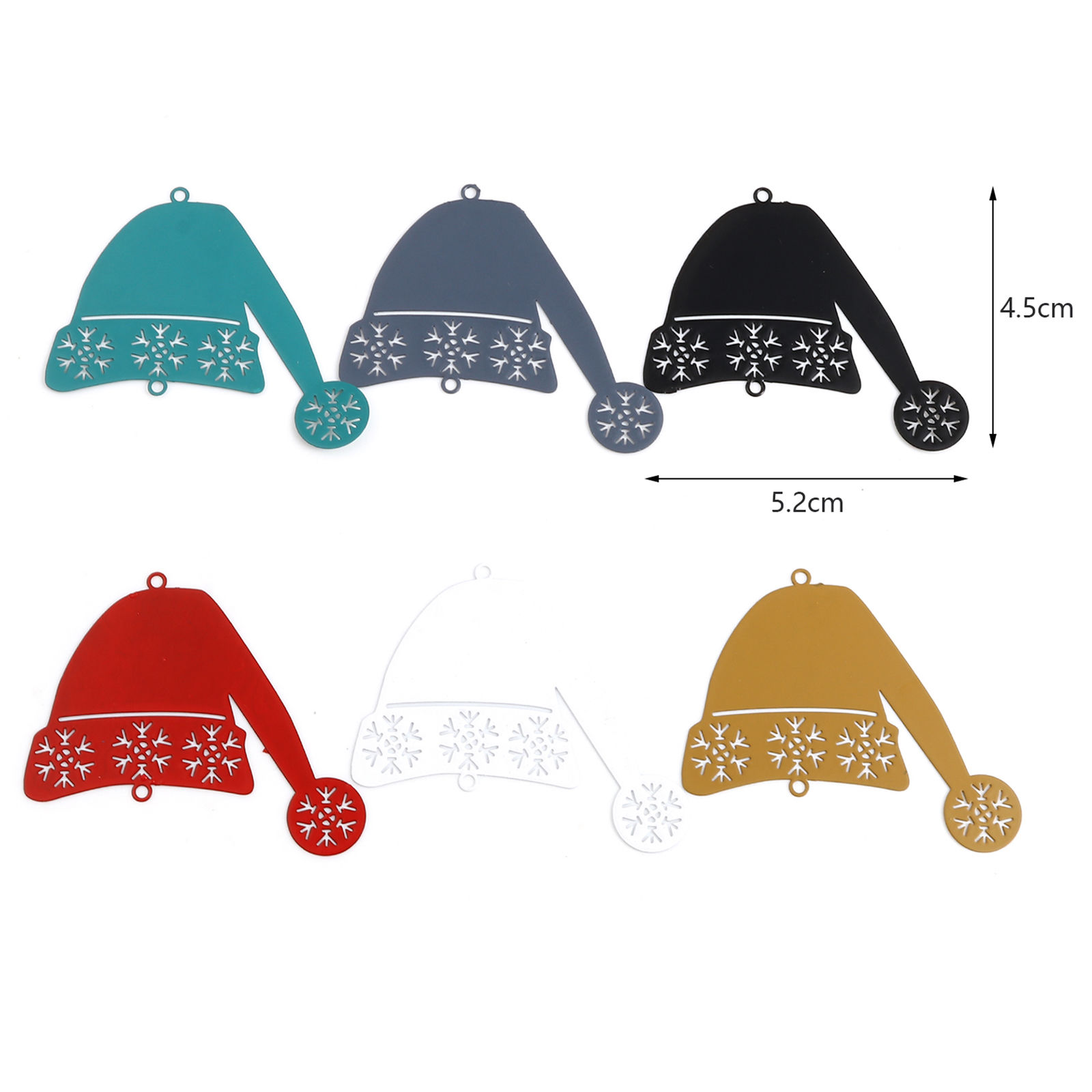 Picture of Brass Filigree Stamping Connectors Christmas Hats Multicolor Snowflake Painted 5.2cm x 4.5cm, 5 PCs