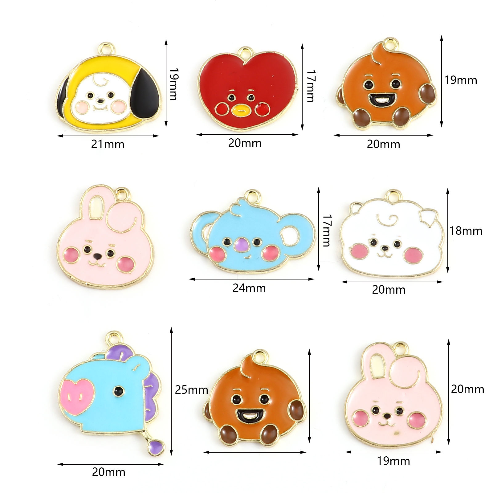 Picture of Zinc Based Alloy Charms Animal Gold Plated Multicolor Enamel 10 PCs