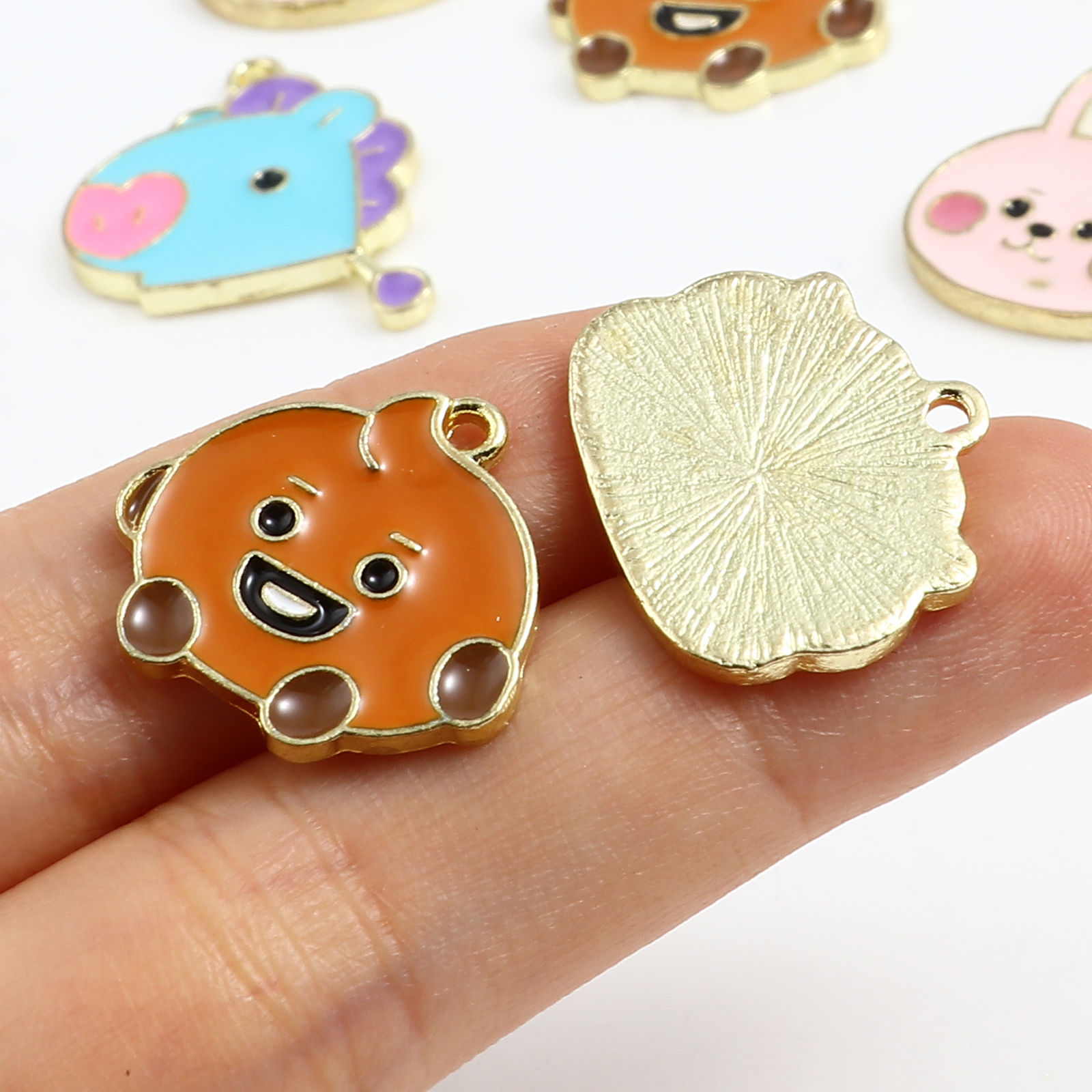Picture of Zinc Based Alloy Charms Animal Gold Plated Multicolor Enamel 10 PCs