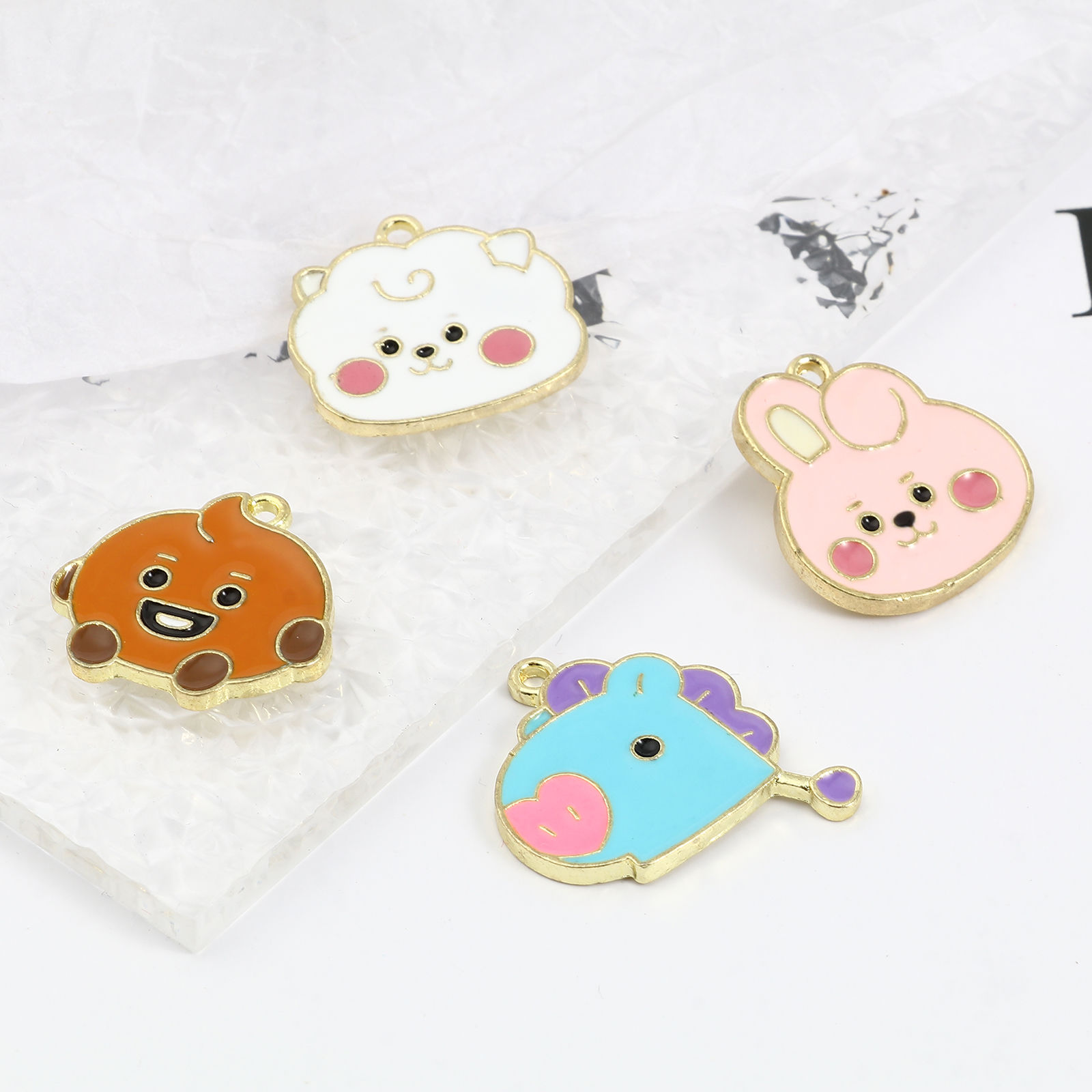 Picture of Zinc Based Alloy Charms Animal Gold Plated Multicolor Enamel 10 PCs