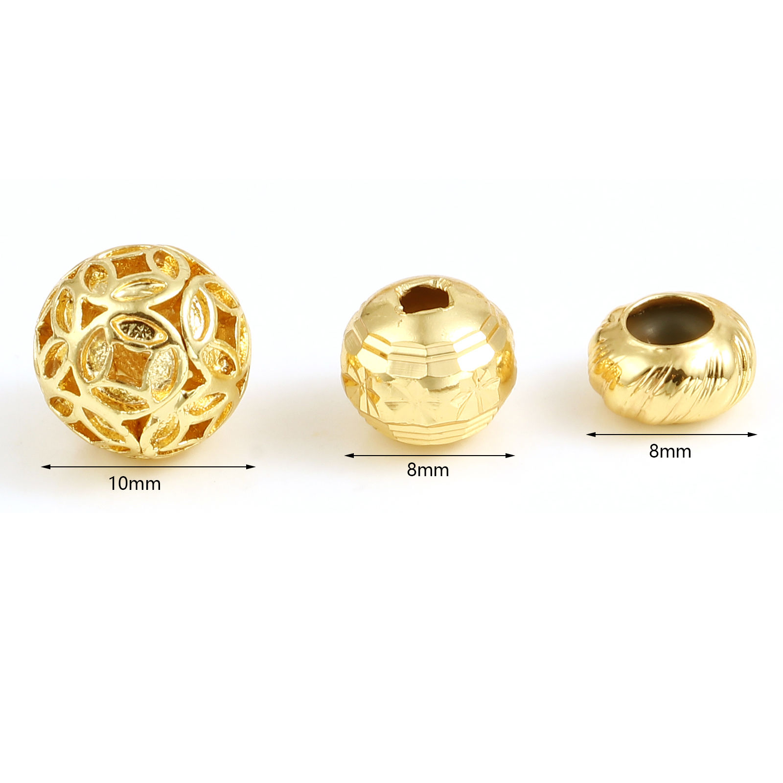 Picture of Brass Beads 18K Real Gold Plated 5 PCs