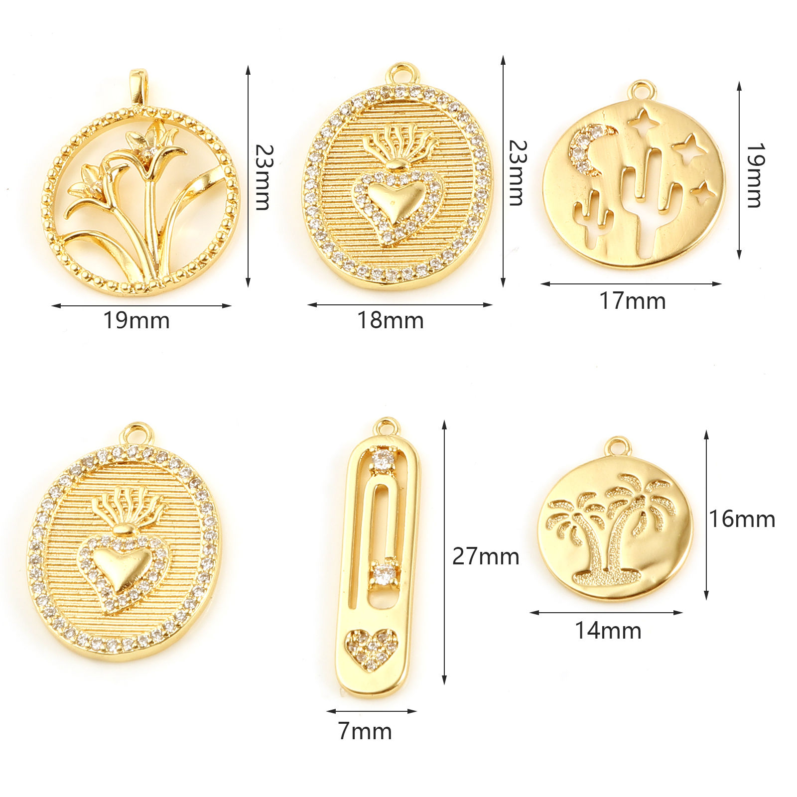 Picture of Brass Charms 18K Real Gold Plated 1 Piece