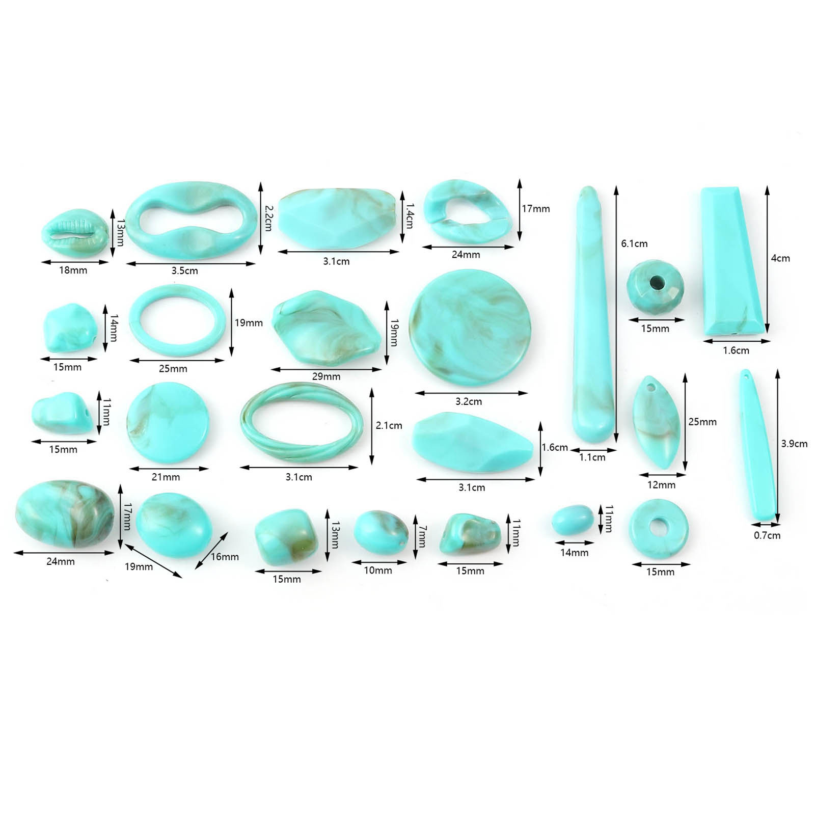 Picture of Acrylic Beads Green Blue Imitation Turquoise 100 PCs