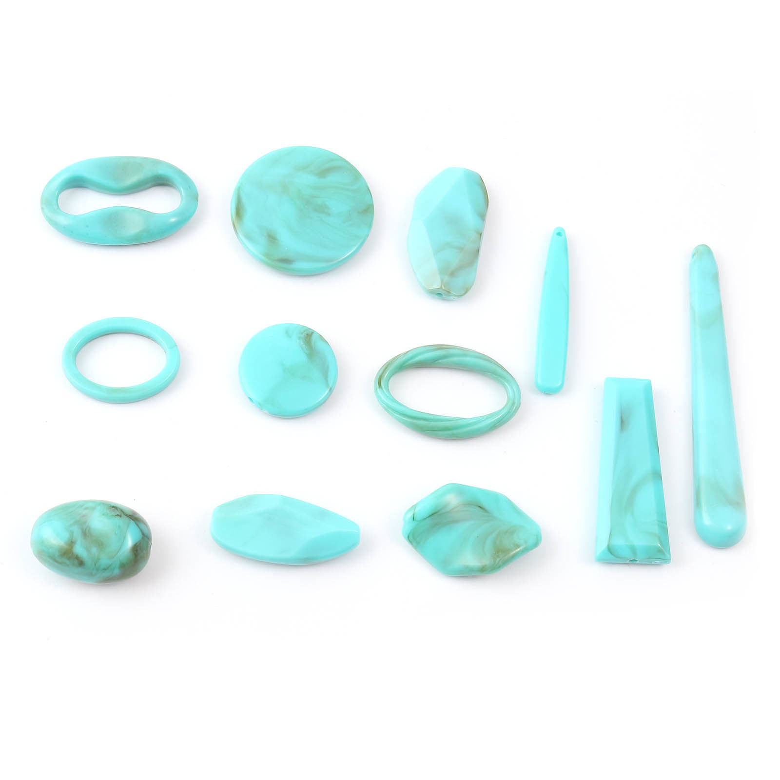 Picture of Acrylic Beads Green Blue Imitation Turquoise 100 PCs
