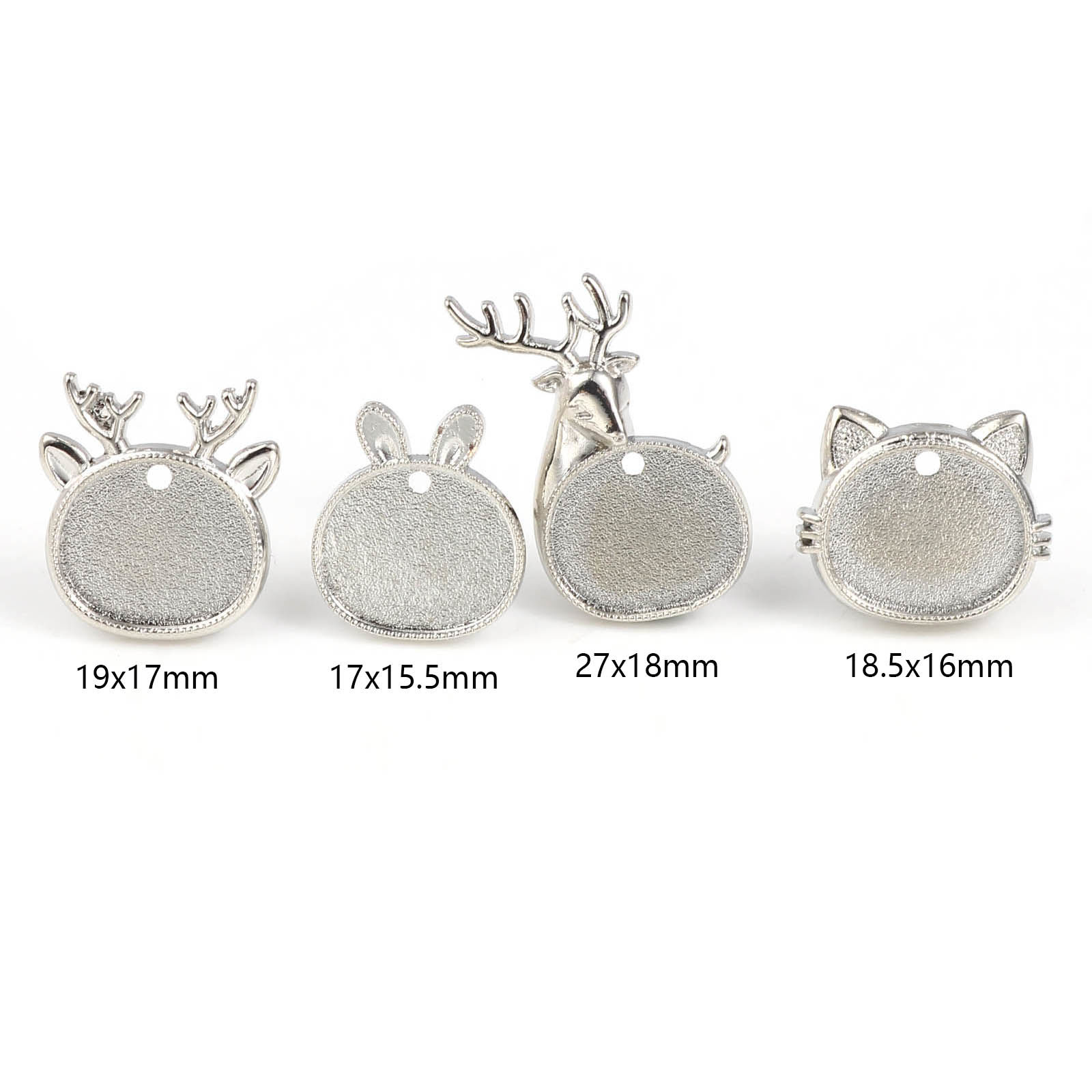 Picture of Glass Pin Brooches Findings Silver Tone 5 Sets