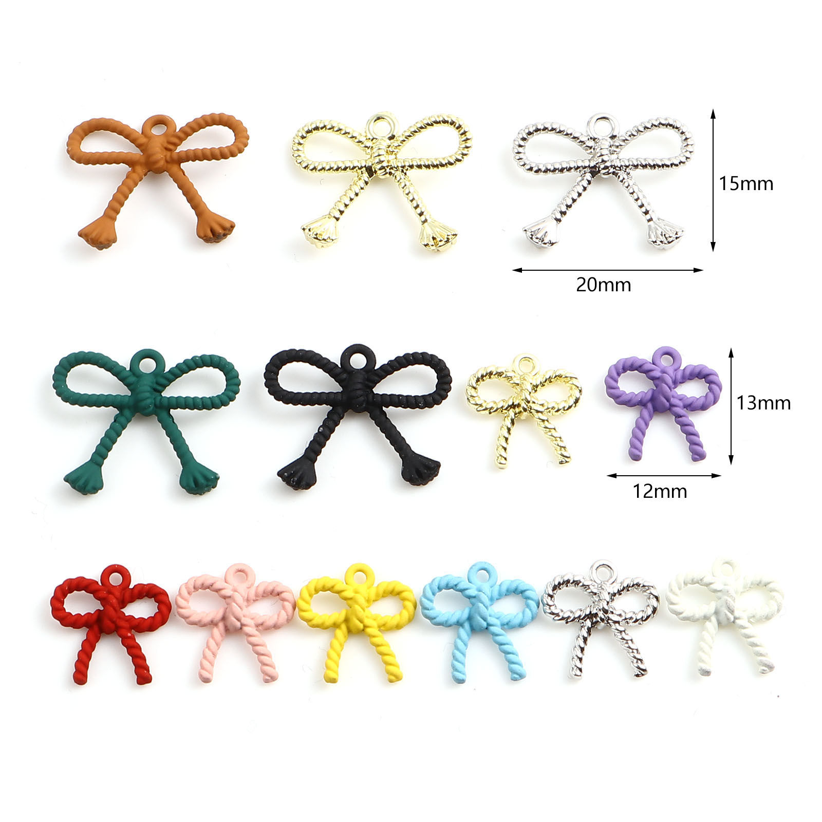 Image de Breloques en Alliage de Zinc Nœuds Papillon Multicolore env. Laqué 10 Pcs