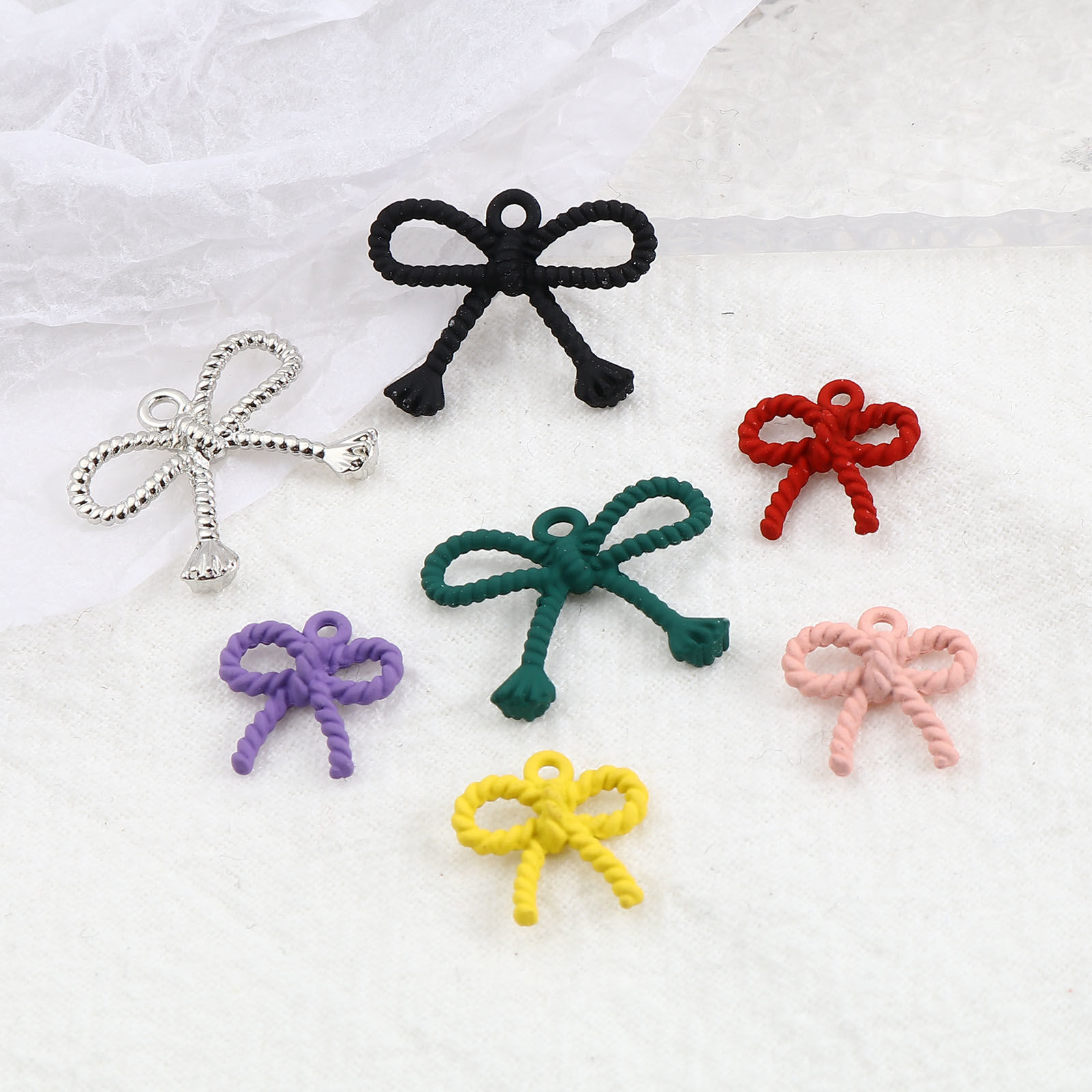 Image de Breloques en Alliage de Zinc Nœuds Papillon Multicolore env. Laqué 10 Pcs