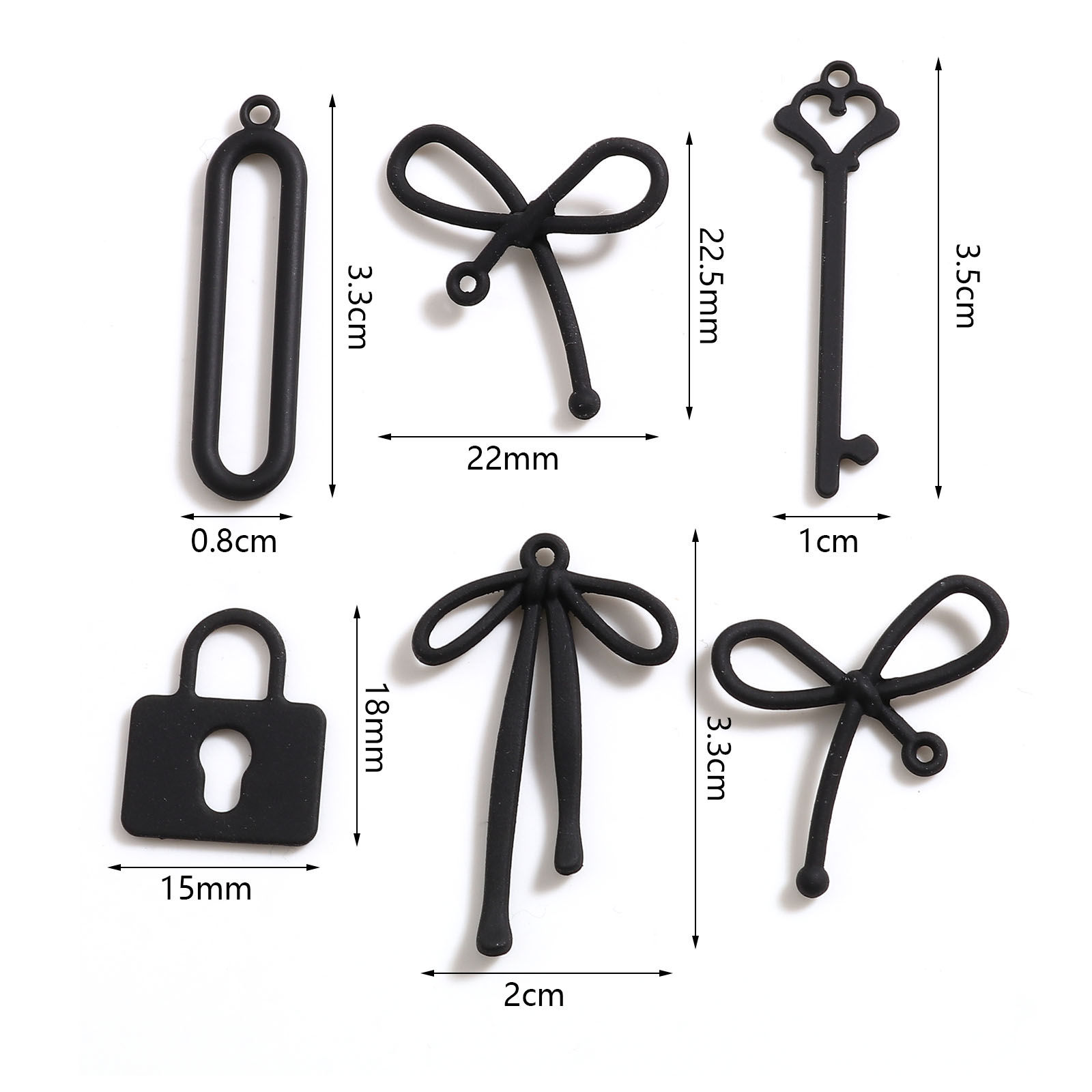 Image de Breloques en Alliage de Zinc Noir env. Laqué 10 Pcs