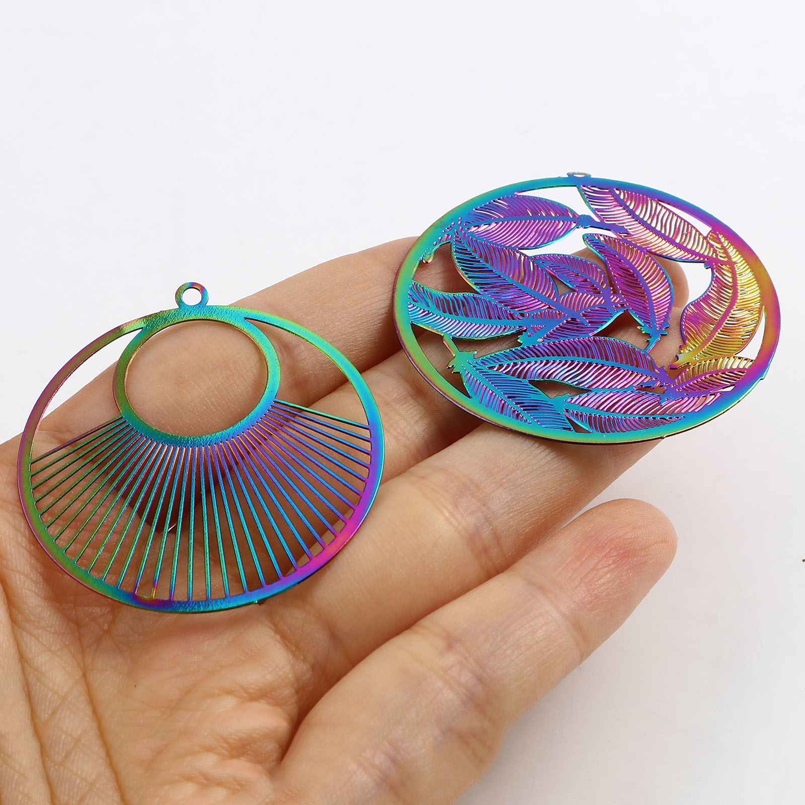 Picture of Iron Based Alloy Filigree Stamping Pendants Multicolor 5 PCs