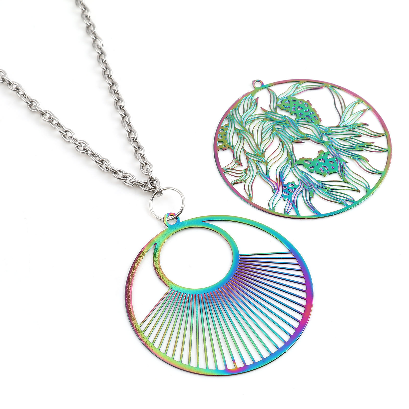 Picture of Iron Based Alloy Filigree Stamping Pendants Multicolor 5 PCs
