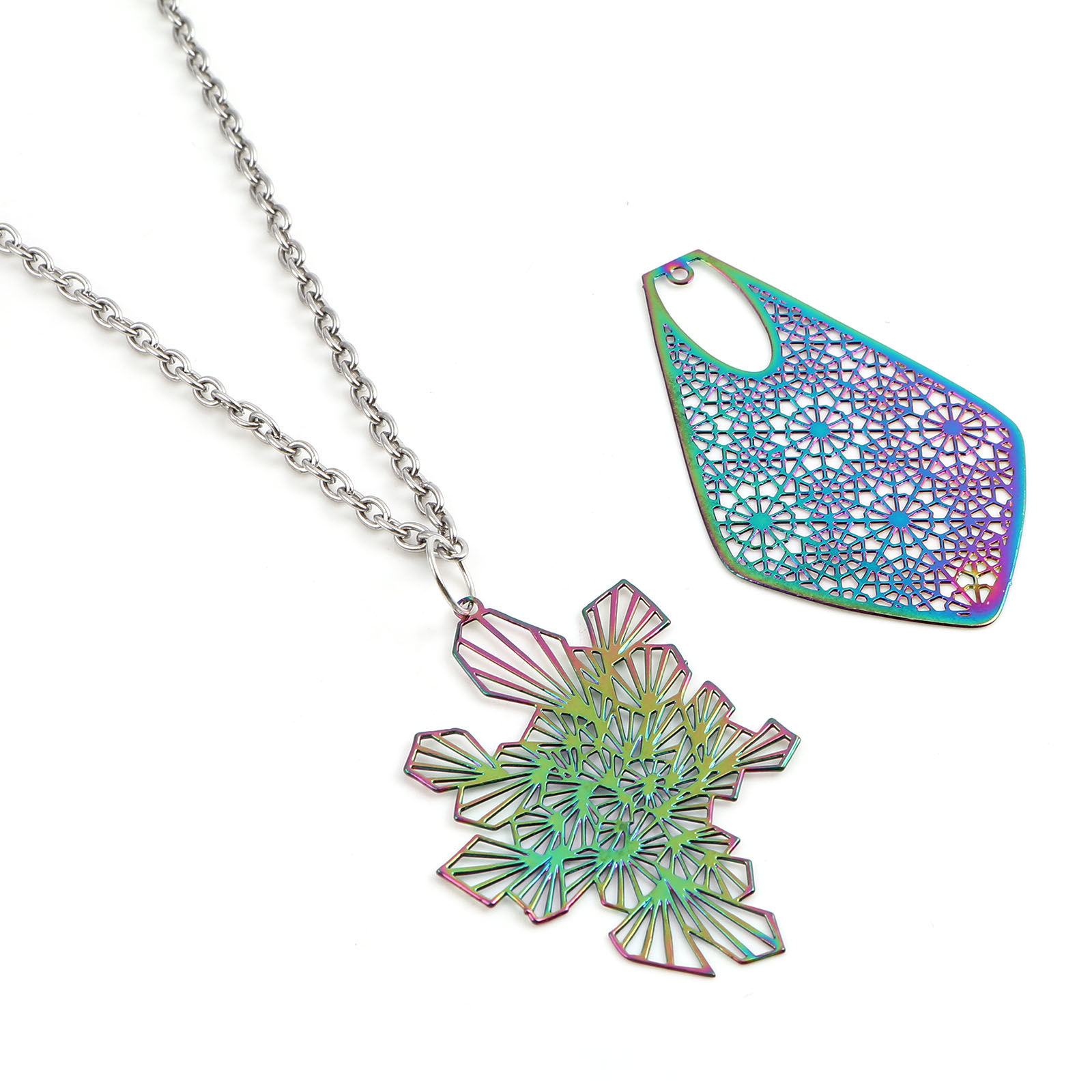 Picture of Iron Based Alloy Filigree Stamping Pendants Multicolor 5 PCs