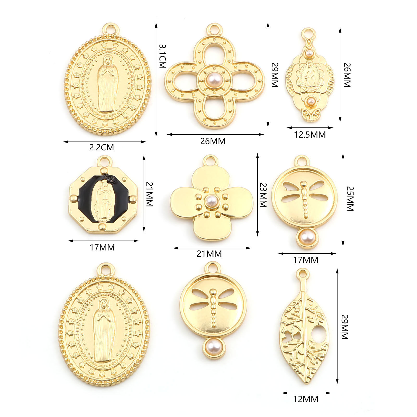 Bild von Zinklegierung Charms Matt Gold 5 Stück