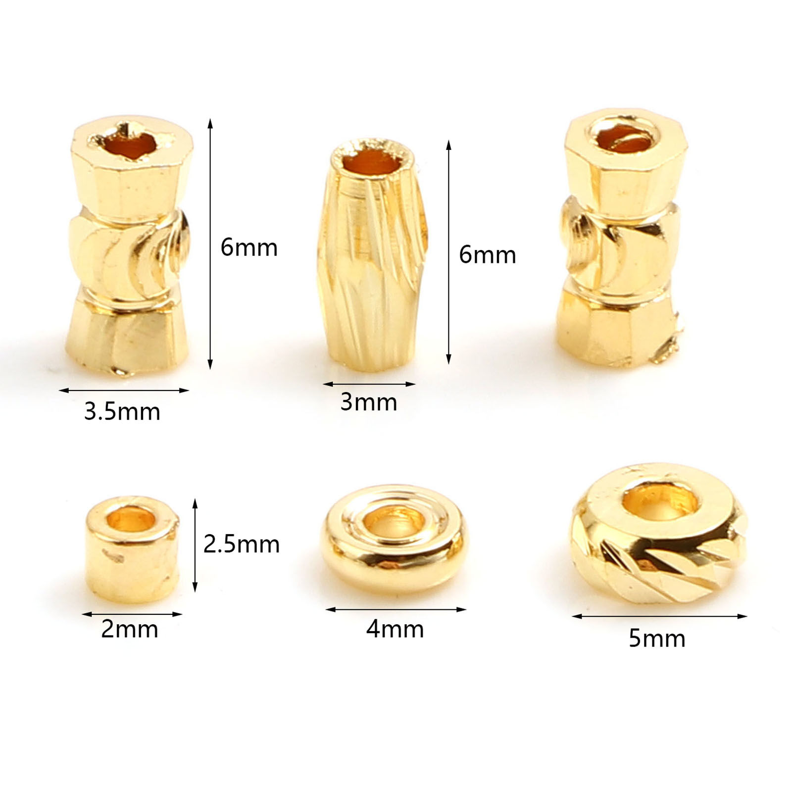 Picture of Brass Spacer Beads 18K Real Gold Plated 10 PCs