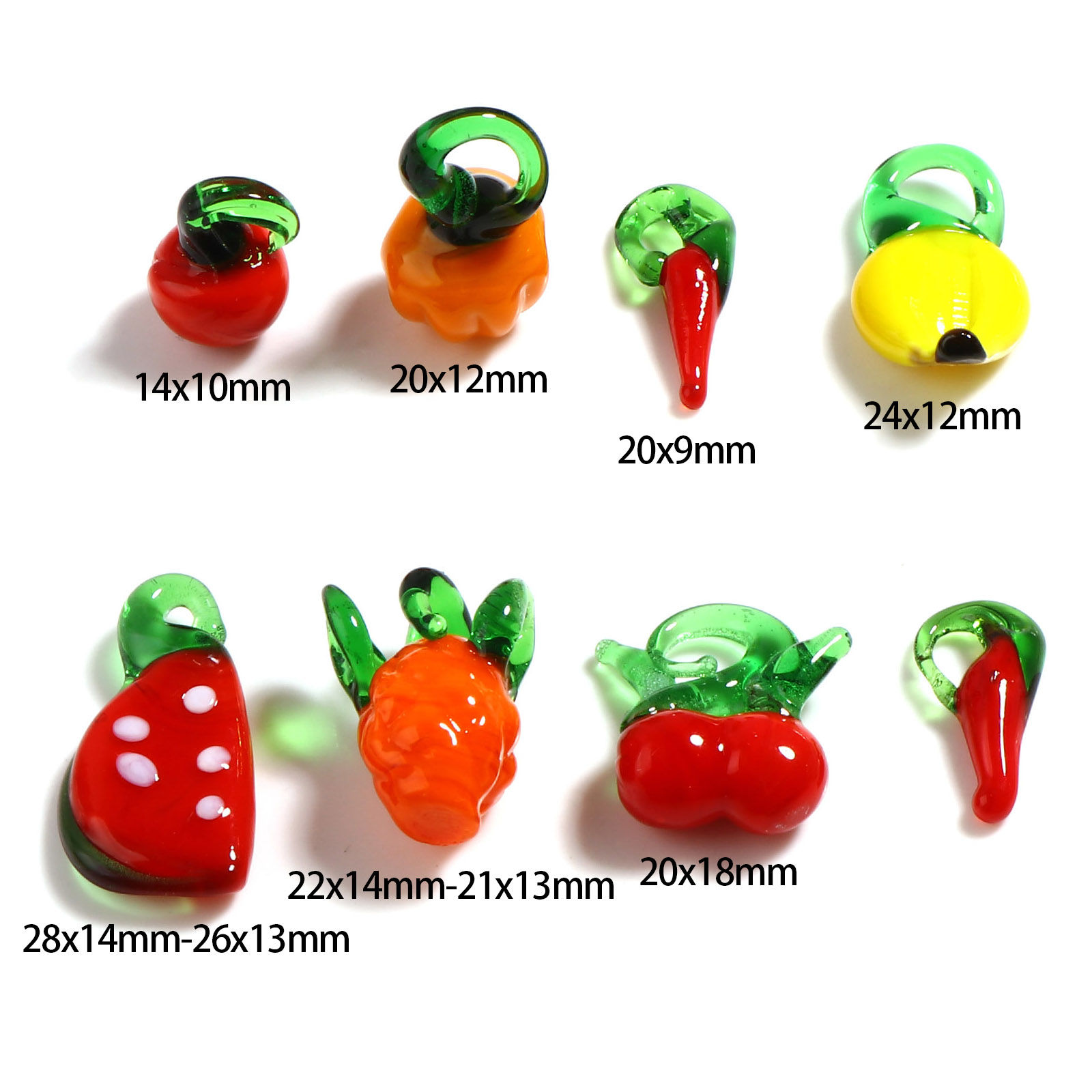 Imagen de Vidrio Murano de Colgantes Charms Vegetal , Multicolor y Fruta 10 Unidades