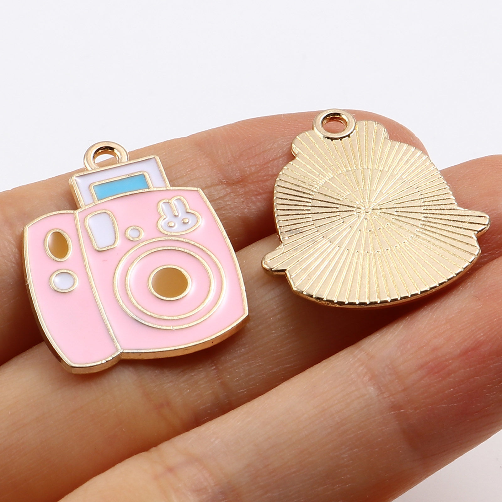 Picture of Zinc Based Alloy Charms Rabbit Animal Gold Plated Multicolor Enamel 10 PCs