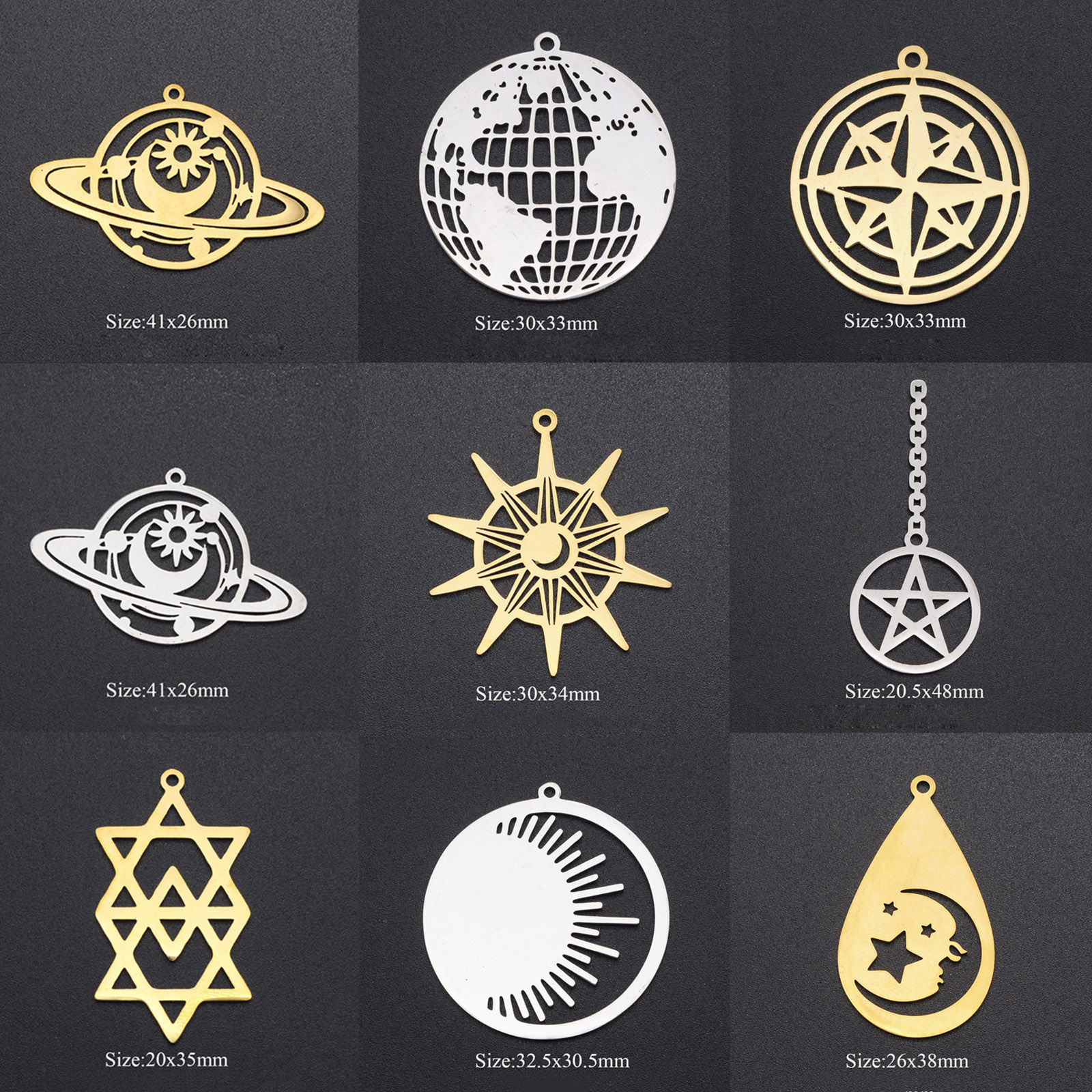 Imagen de Acero Inoxidable Colgantes Charms Multicolor 1 Unidad