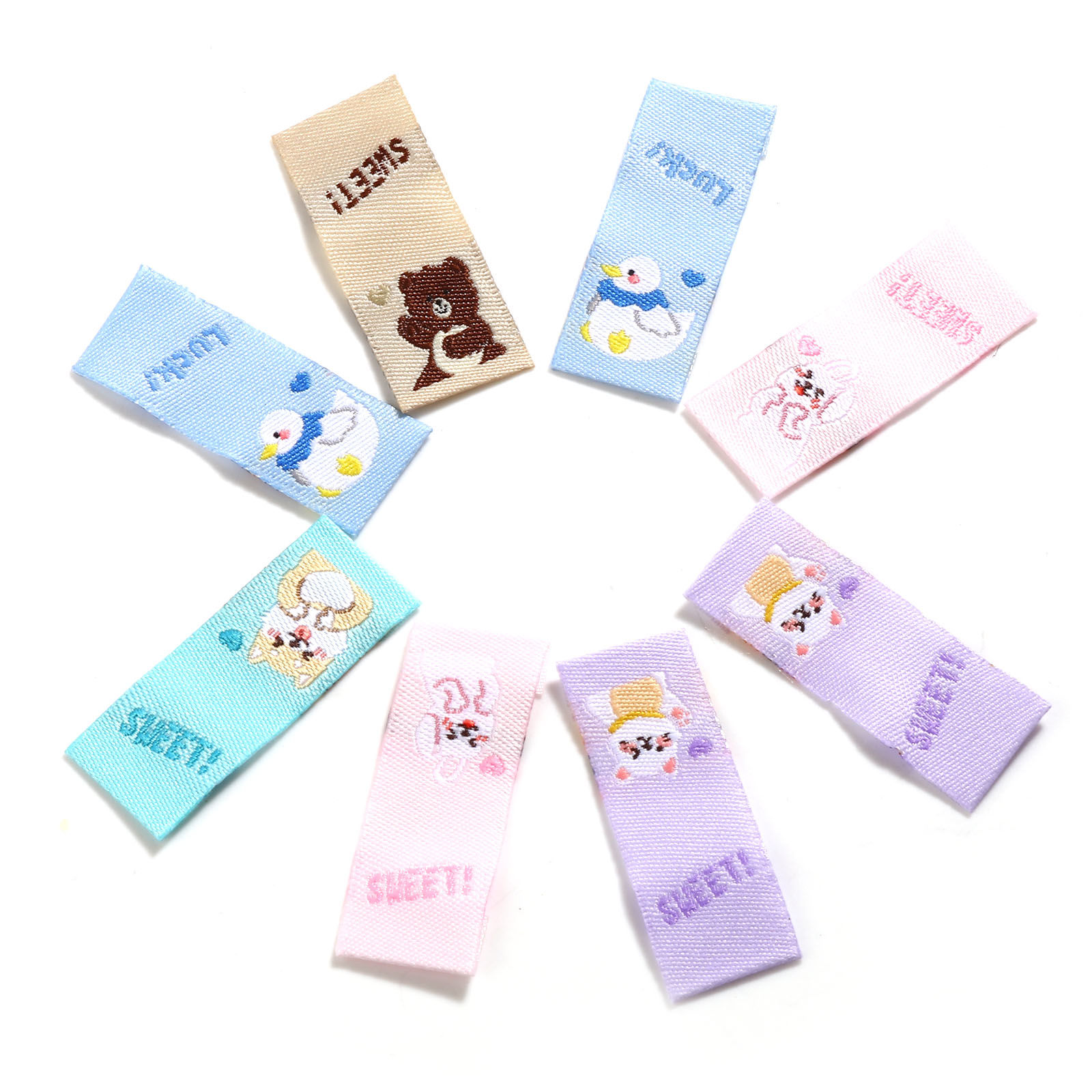 Immagine di Poliestere Tag Etichetta Rettangolo Multicolore Animale Forma 4cm x 1.5cm , 100 Pz