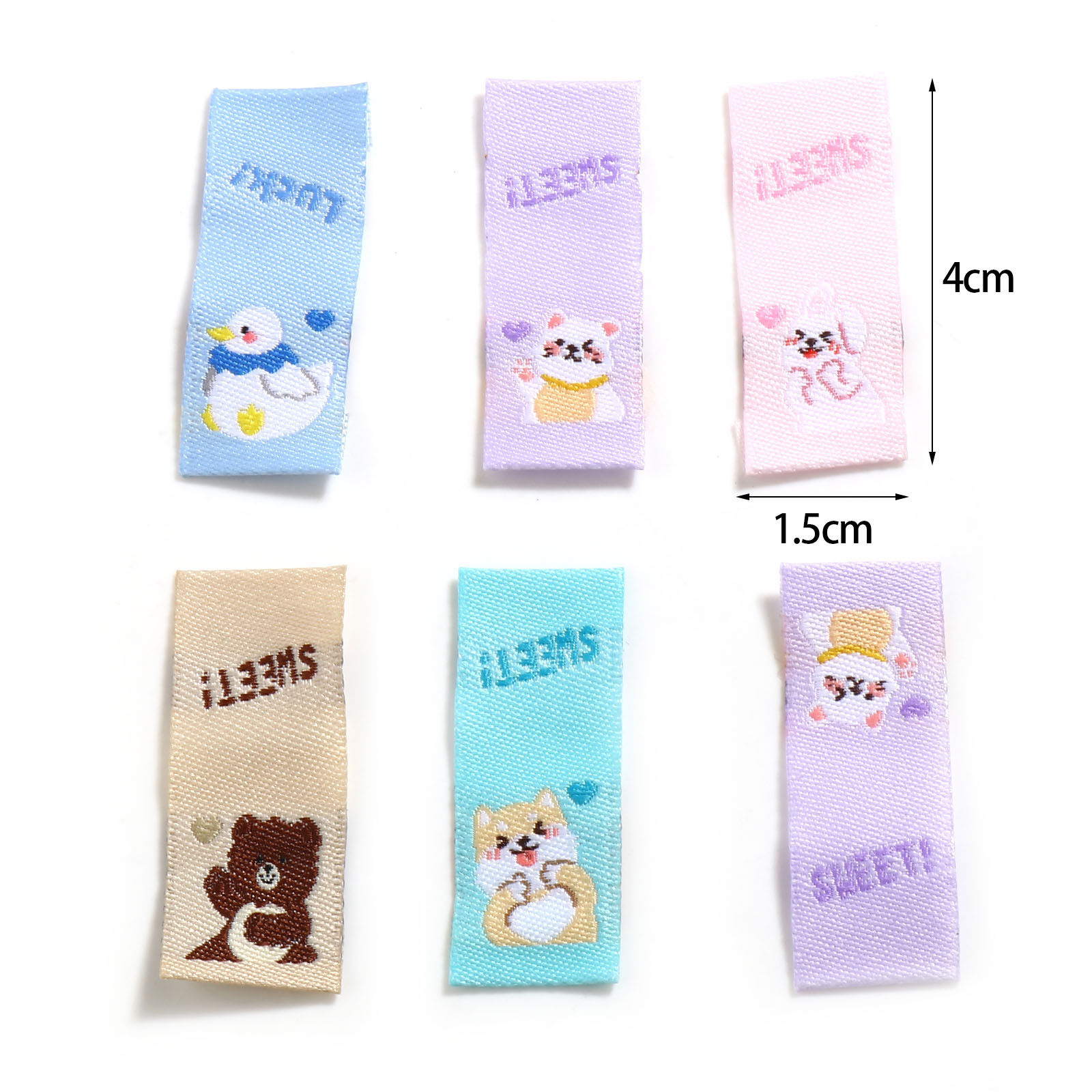Immagine di Poliestere Tag Etichetta Rettangolo Multicolore Animale Forma 4cm x 1.5cm , 100 Pz