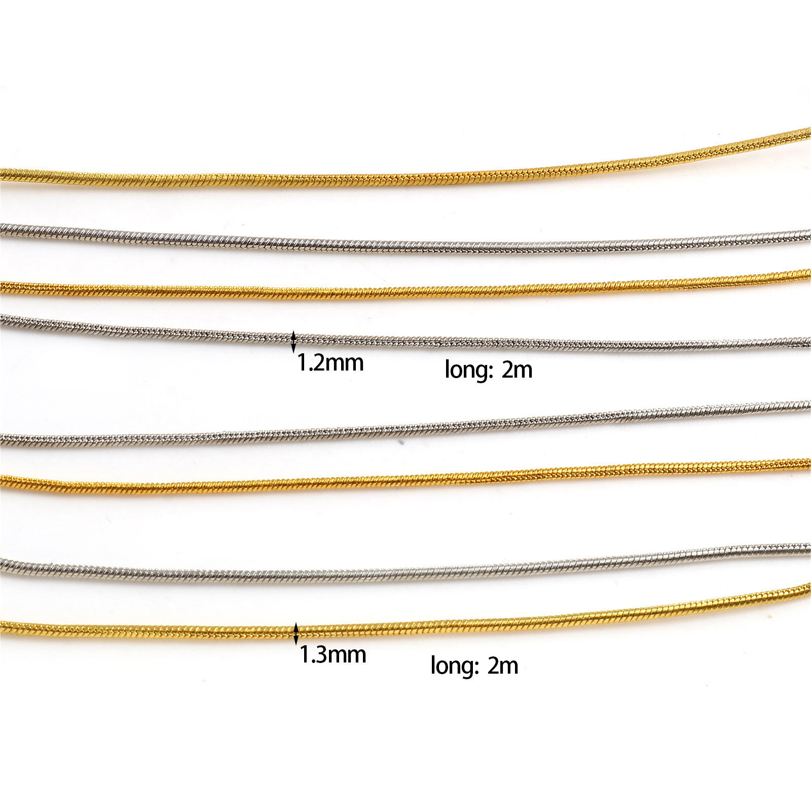 Picture of Iron Based Alloy Snake Chain Findings Multicolor 2 M