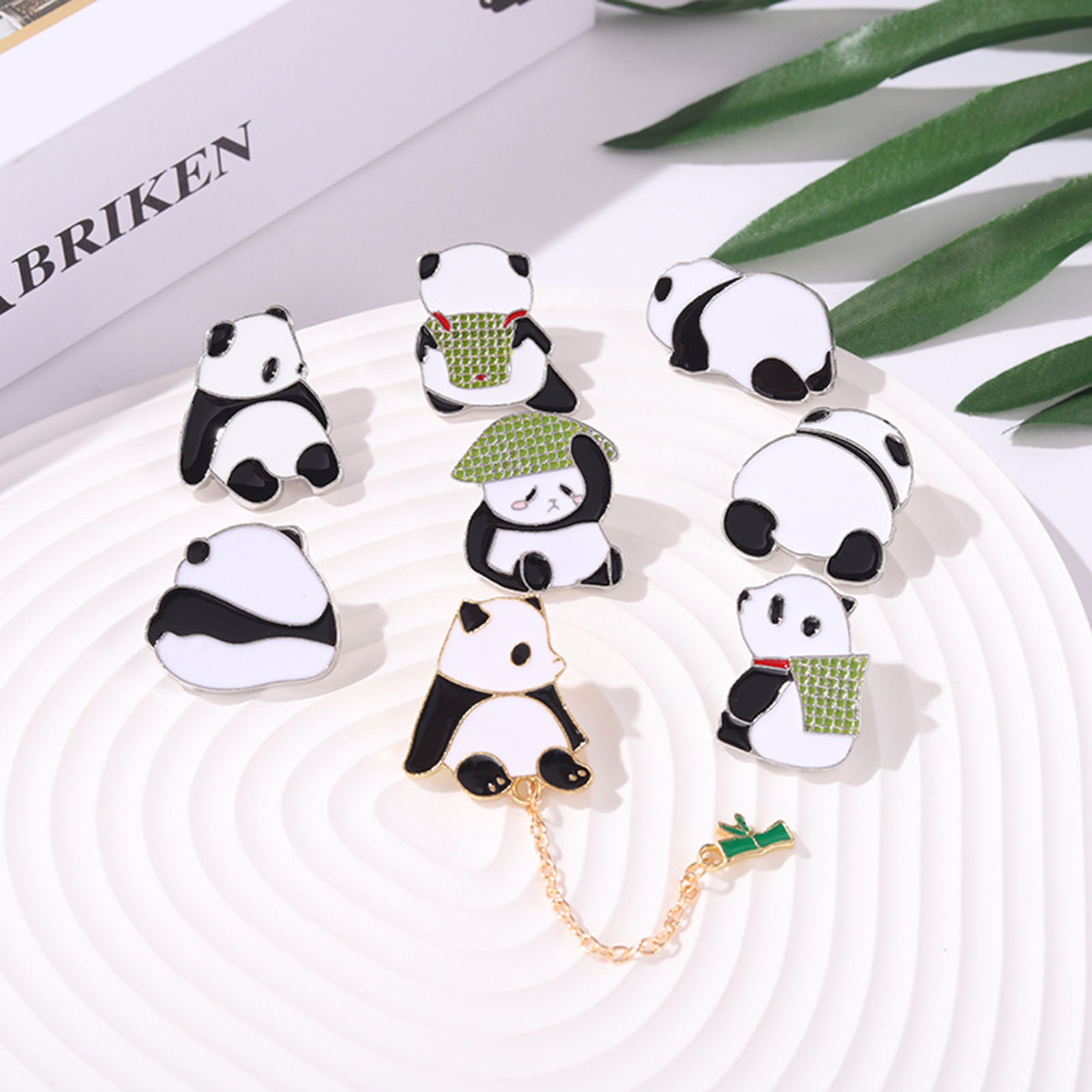 Picture of Zinc Based Alloy Pin Brooches Panda Animal Multicolor 1 Piece