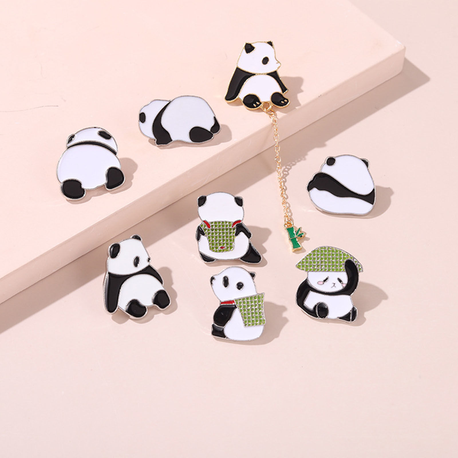 Picture of Zinc Based Alloy Pin Brooches Panda Animal Multicolor 1 Piece