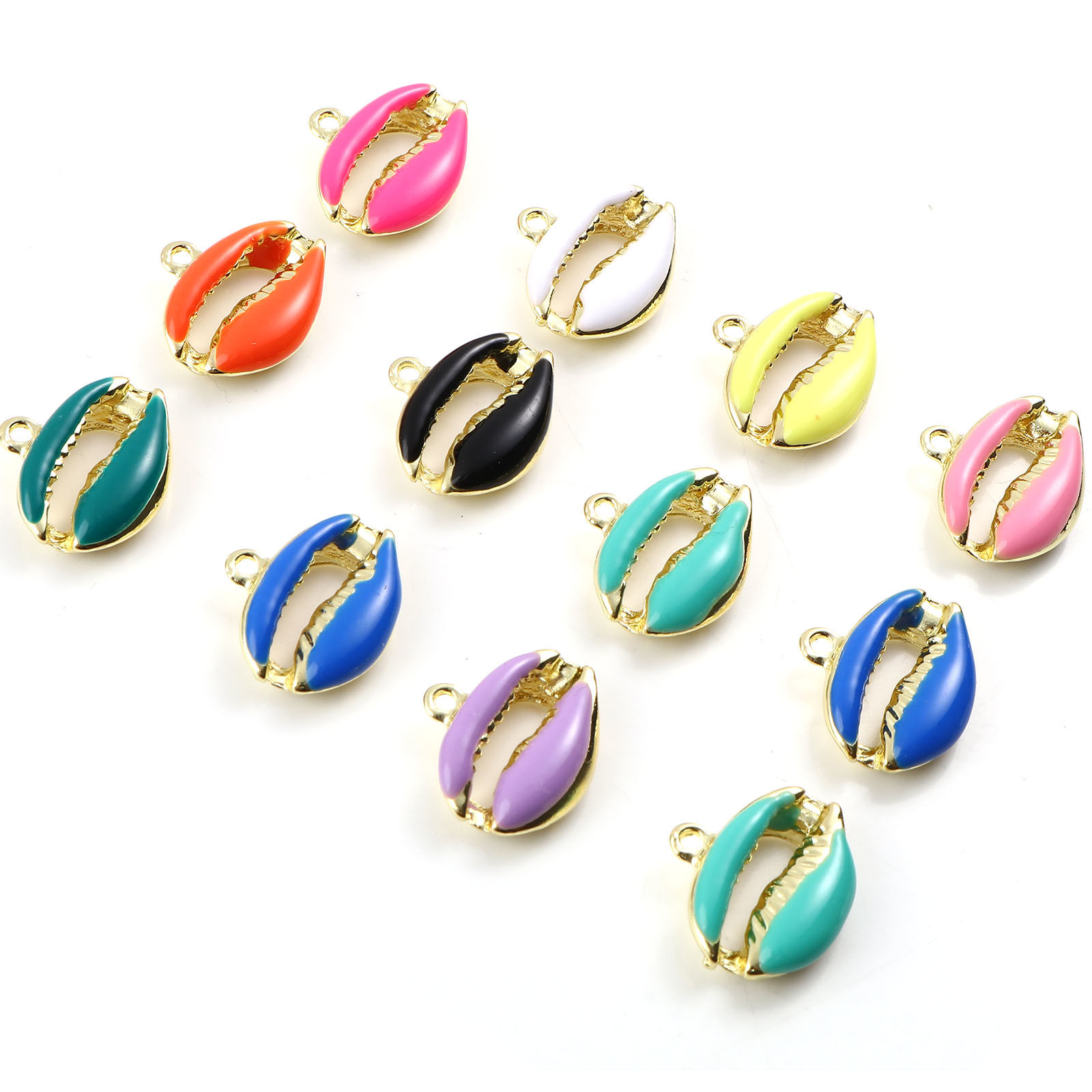 Immagine di Lega di Zinco Charms Conchiglia Oro Placcato Multicolore 5 Pz