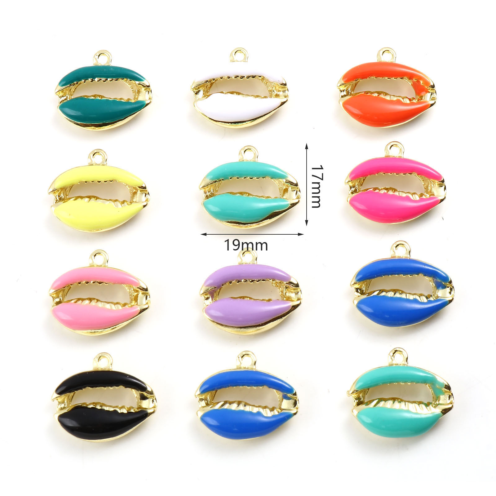 Immagine di Lega di Zinco Charms Conchiglia Oro Placcato Multicolore 5 Pz