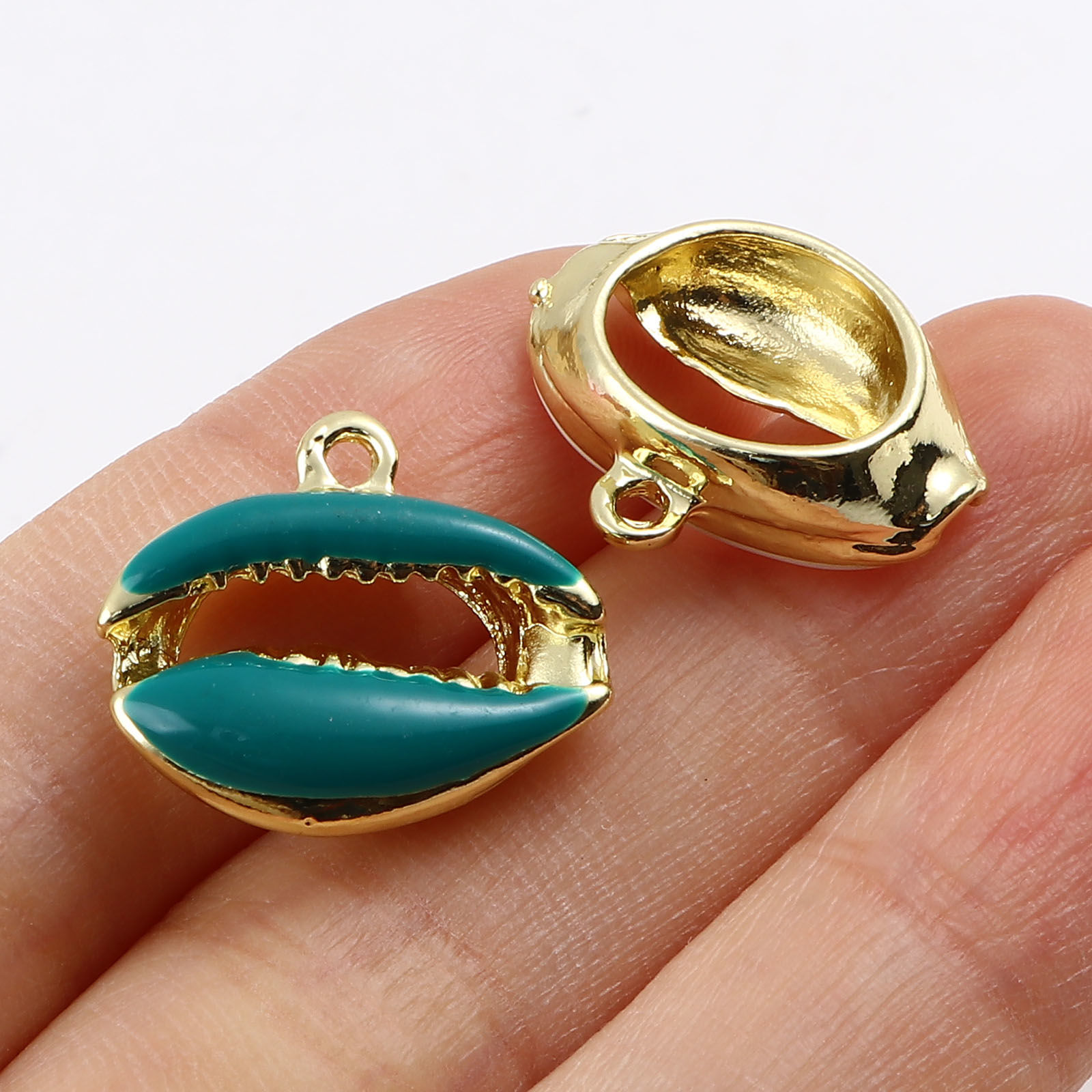 Immagine di Lega di Zinco Charms Conchiglia Oro Placcato Multicolore 5 Pz