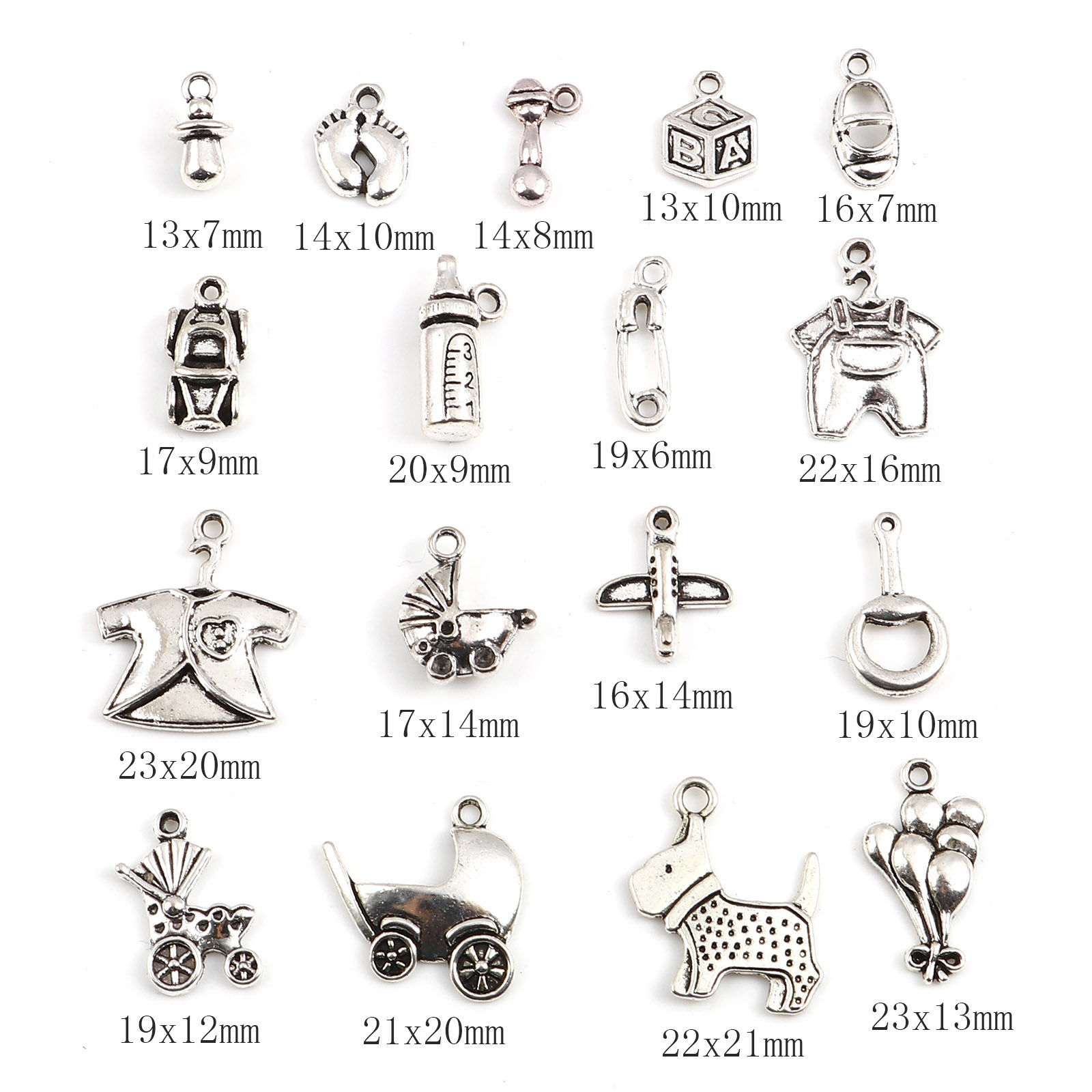 Image de Breloques en Alliage de Zinc Argent Vieilli 20 Pcs