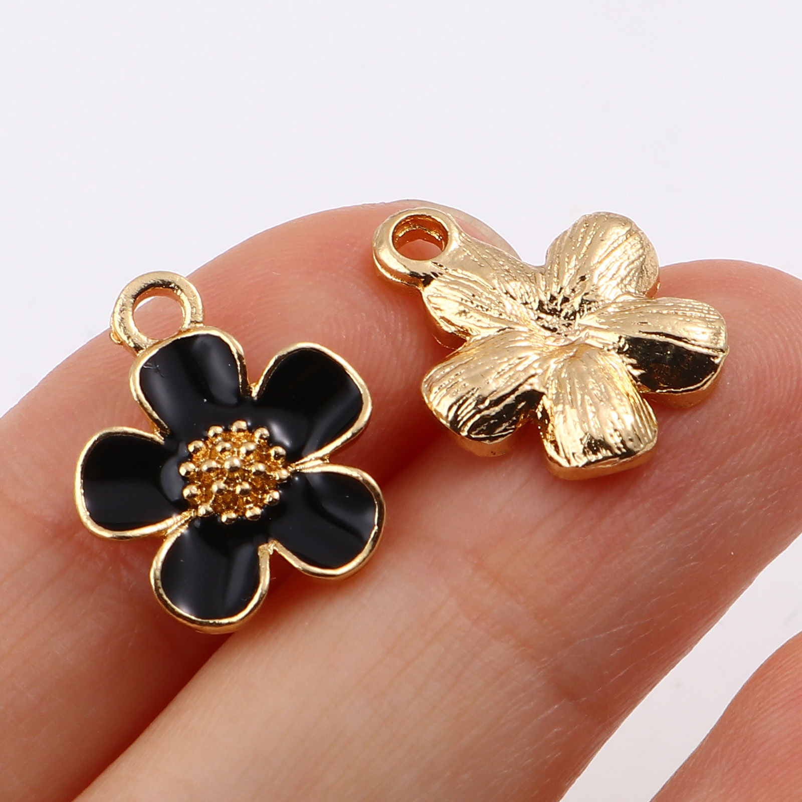 Immagine di Lega di Zinco Charms Le foglie del Fiore Multicolore Smalto 16mm x 13mm , 20 Pz