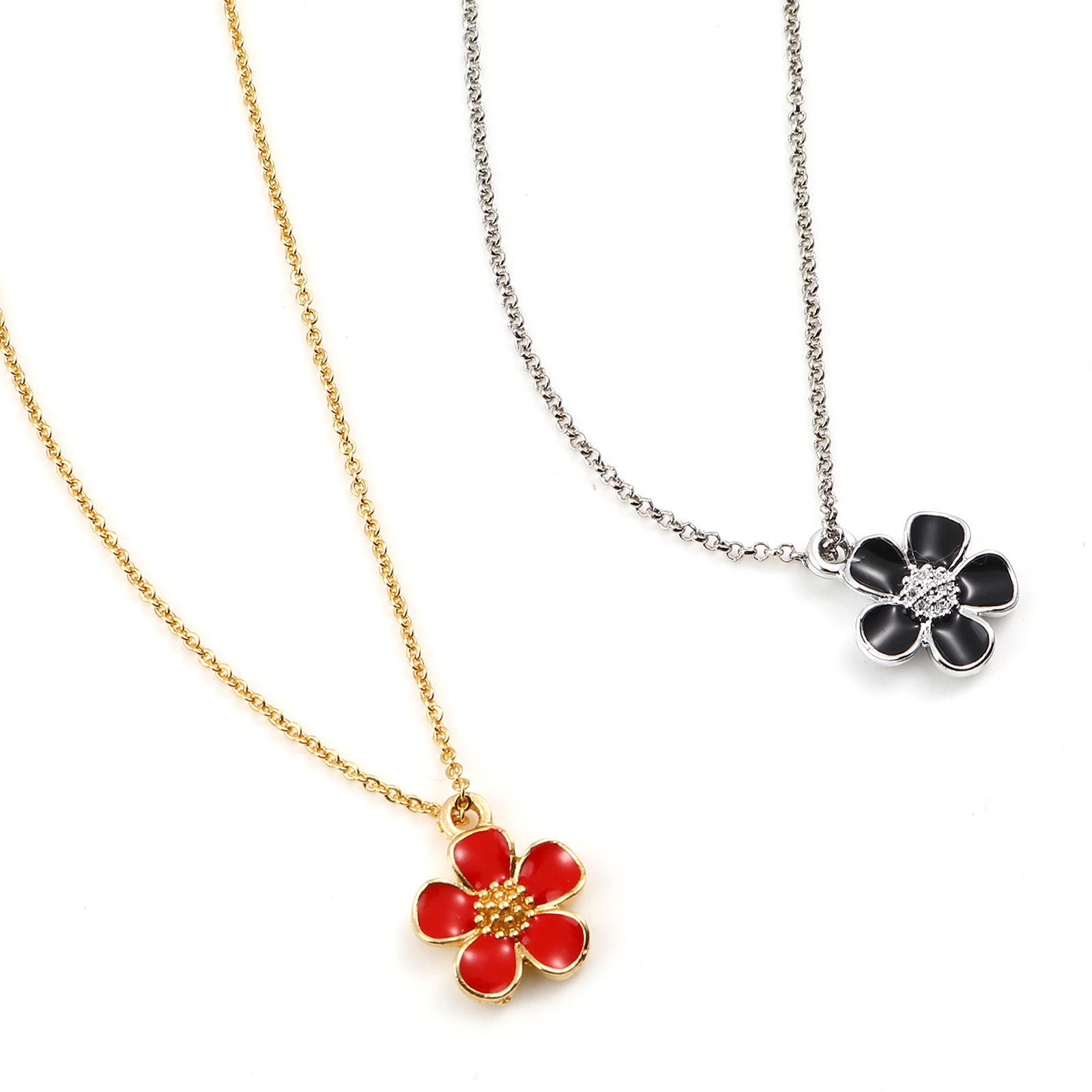 Immagine di Lega di Zinco Charms Le foglie del Fiore Multicolore Smalto 16mm x 13mm , 20 Pz