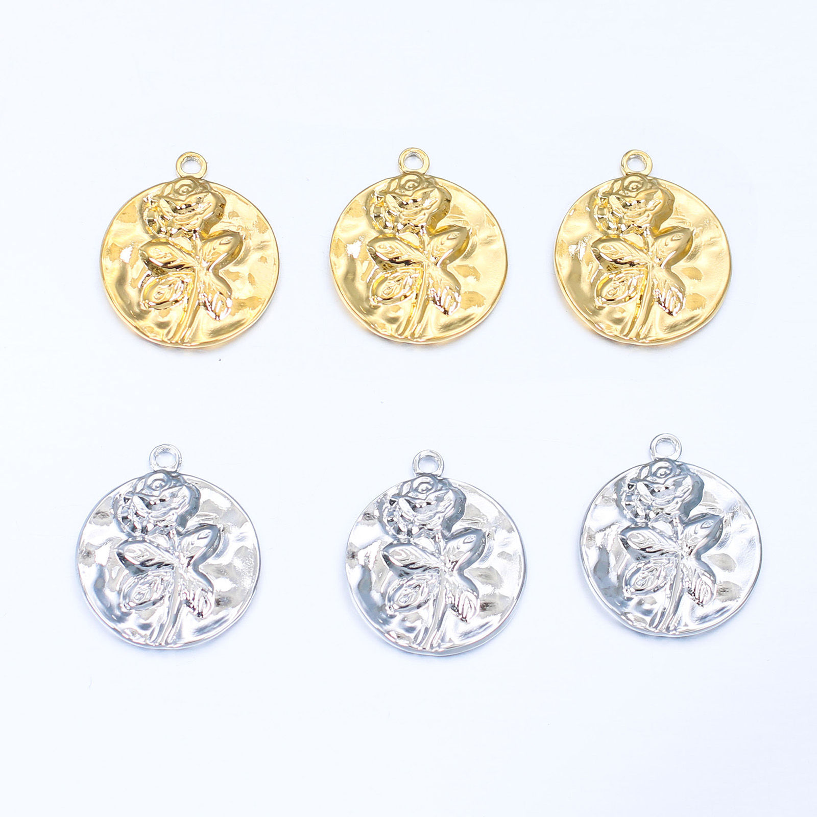 Immagine di 304 Acciaio Inossidabile Colata Charms Tondo Multicolore Rosa 1 Pz